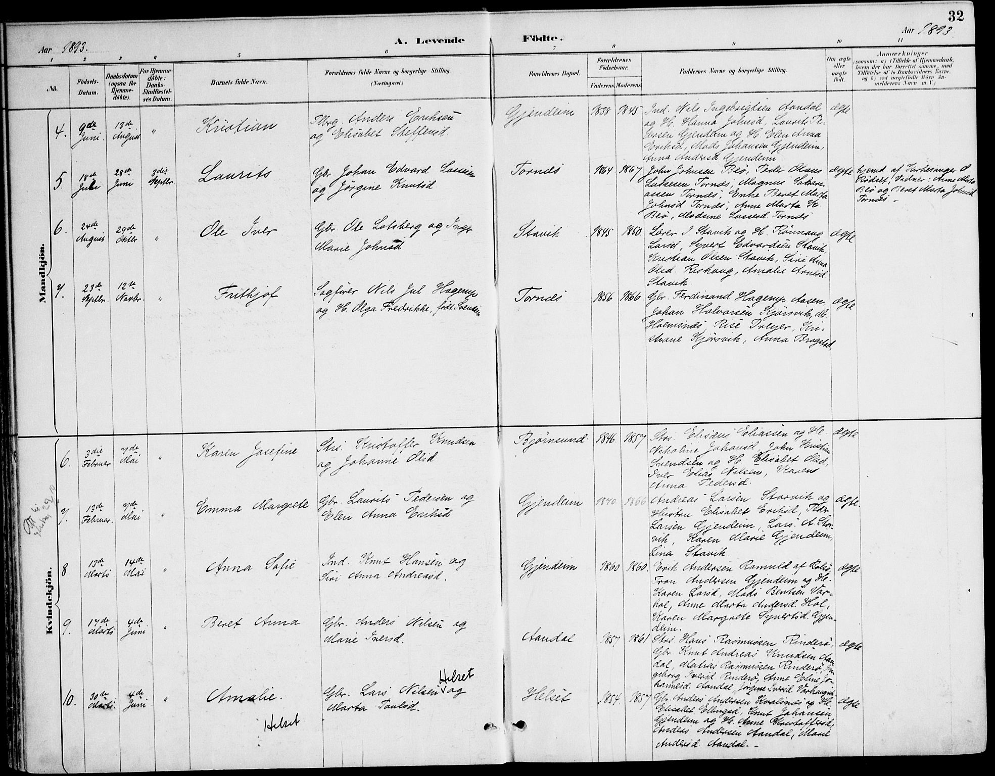 Ministerialprotokoller, klokkerbøker og fødselsregistre - Møre og Romsdal, AV/SAT-A-1454/565/L0750: Parish register (official) no. 565A04, 1887-1905, p. 32