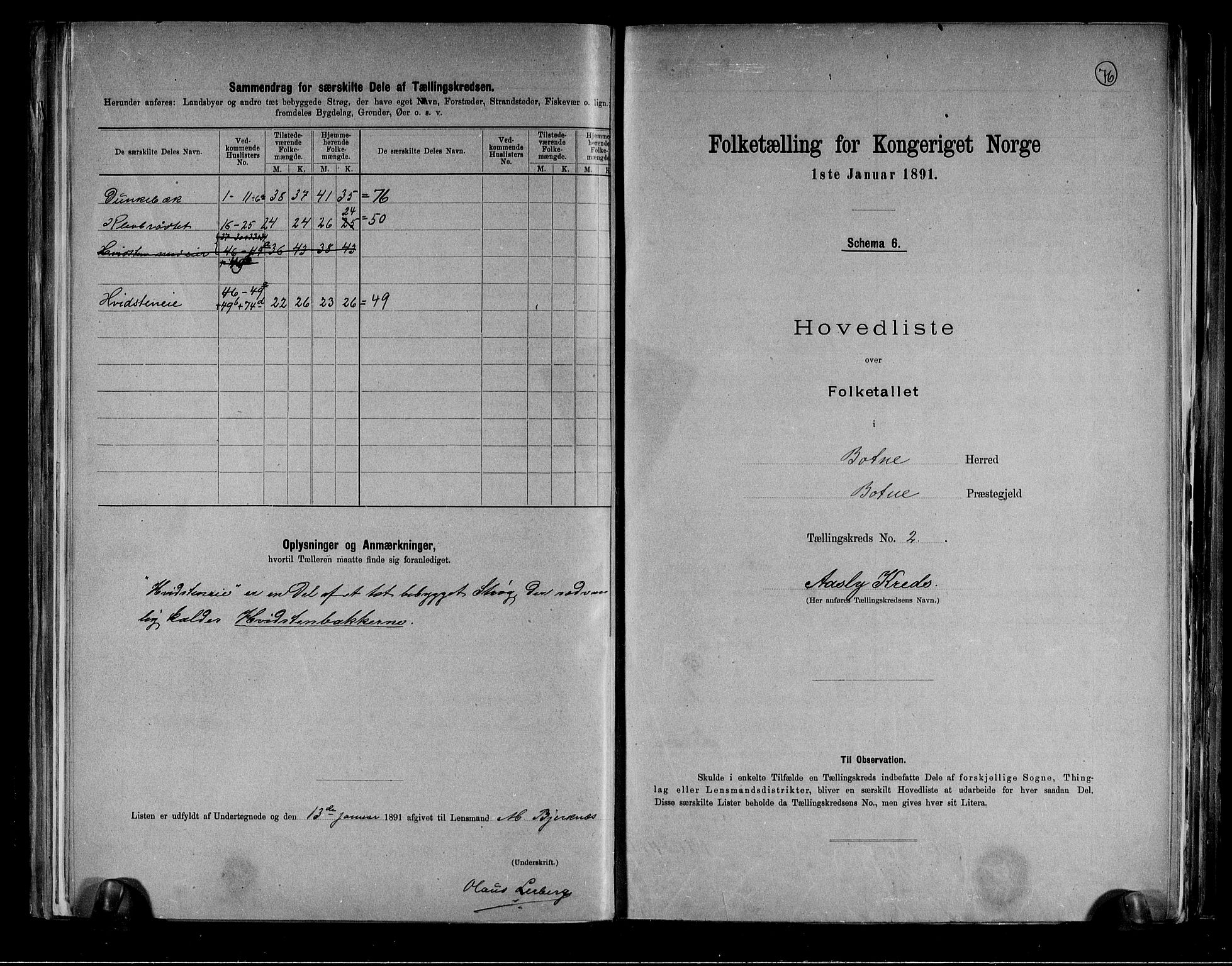 RA, 1891 census for 0715 Botne, 1891, p. 7