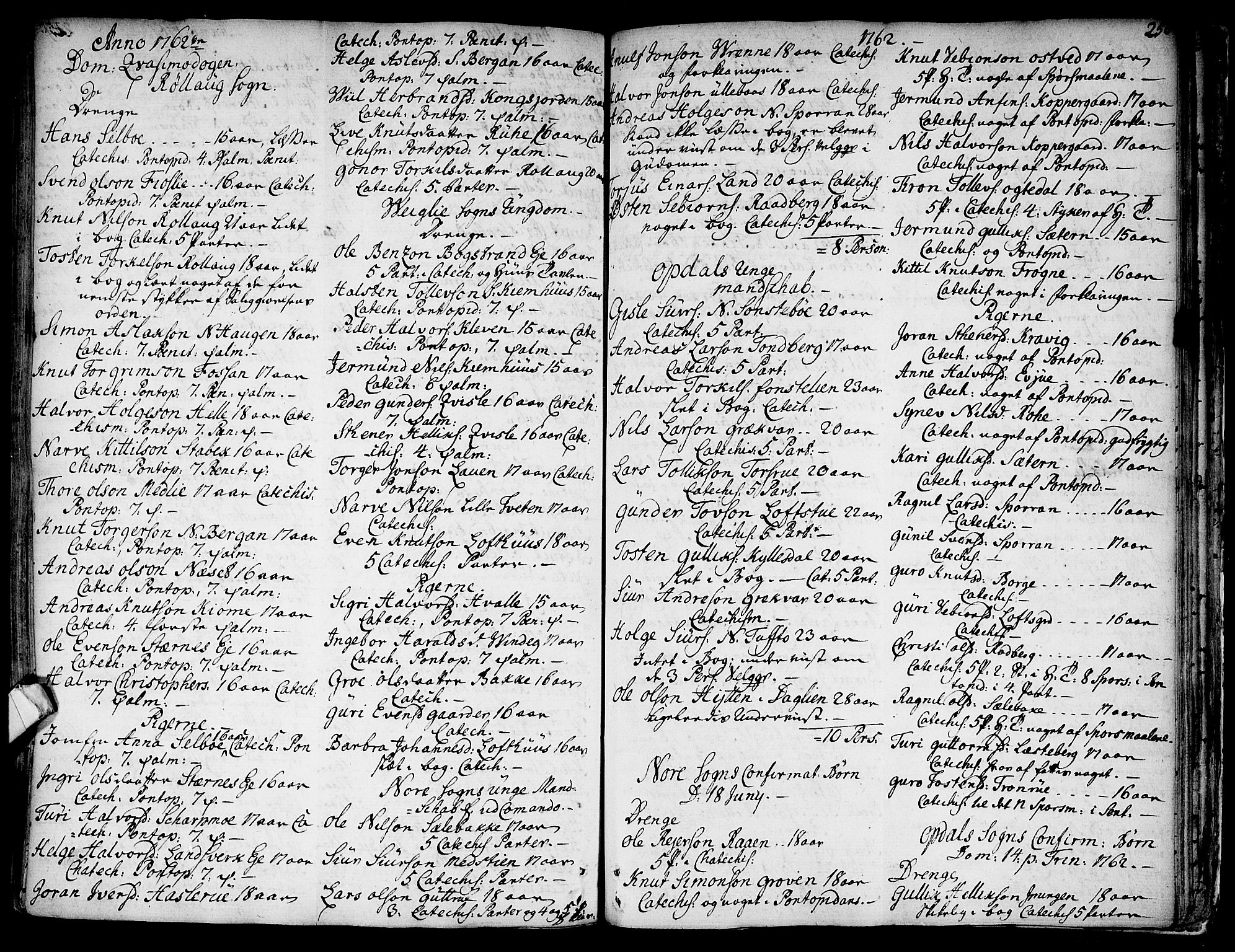 Rollag kirkebøker, SAKO/A-240/F/Fa/L0003: Parish register (official) no. I 3, 1743-1778, p. 250