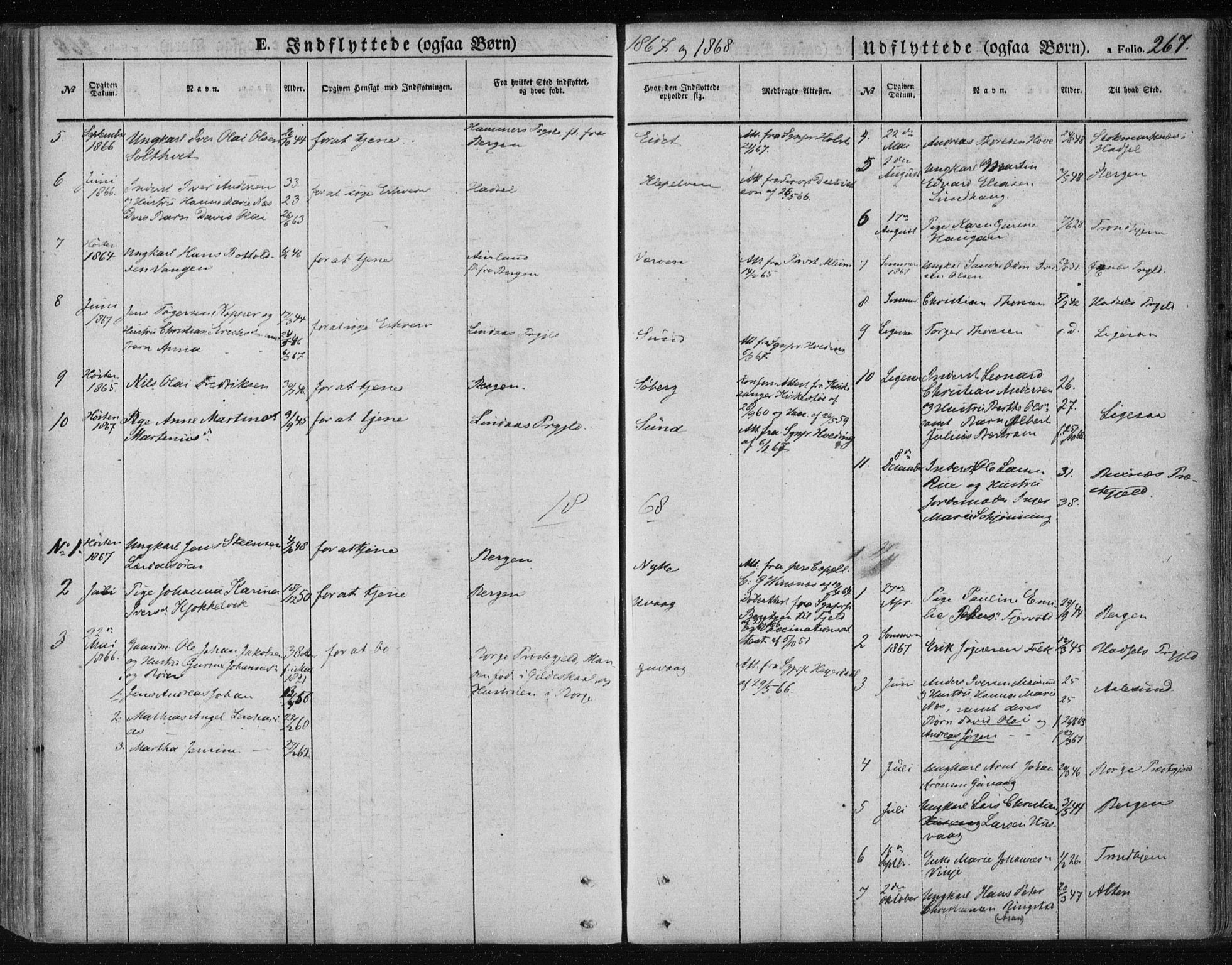 Ministerialprotokoller, klokkerbøker og fødselsregistre - Nordland, SAT/A-1459/891/L1300: Parish register (official) no. 891A05, 1856-1870, p. 267