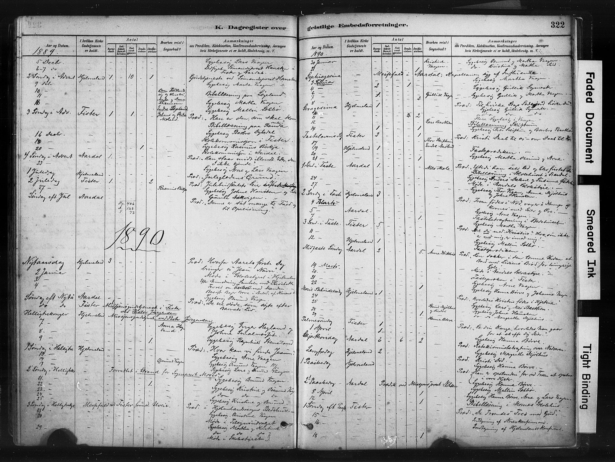 Hjelmeland sokneprestkontor, SAST/A-101843/01/IV/L0014: Parish register (official) no. A 14, 1879-1900, p. 322