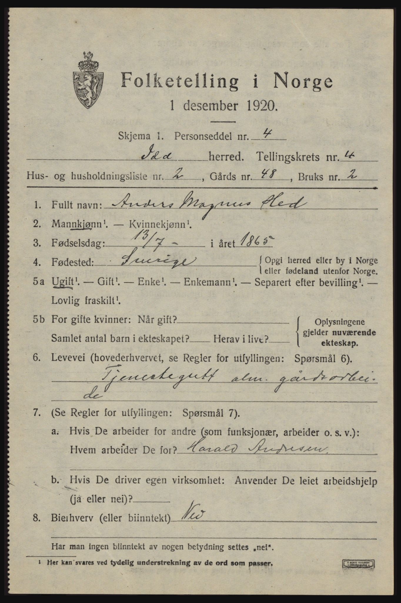 SAO, 1920 census for Idd, 1920, p. 5636