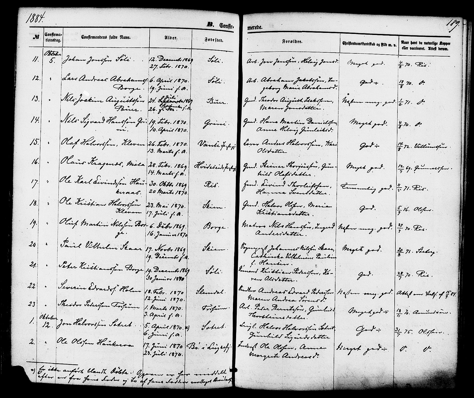 Gjerpen kirkebøker, AV/SAKO-A-265/F/Fa/L0009: Parish register (official) no. I 9, 1872-1885, p. 189