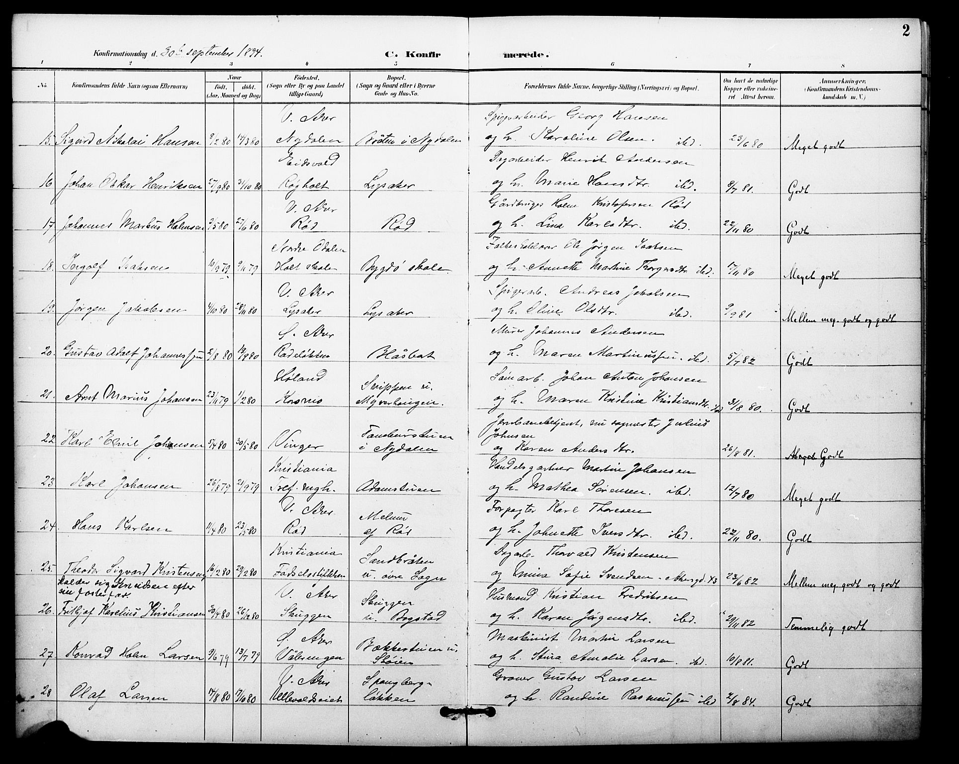 Vestre Aker prestekontor Kirkebøker, SAO/A-10025/F/Fa/L0012: Parish register (official) no. 12, 1894-1909, p. 2
