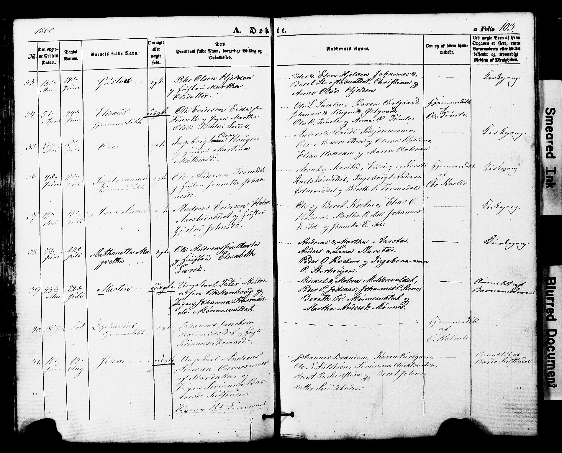 Ministerialprotokoller, klokkerbøker og fødselsregistre - Nord-Trøndelag, AV/SAT-A-1458/724/L0268: Parish register (copy) no. 724C04, 1846-1878, p. 103