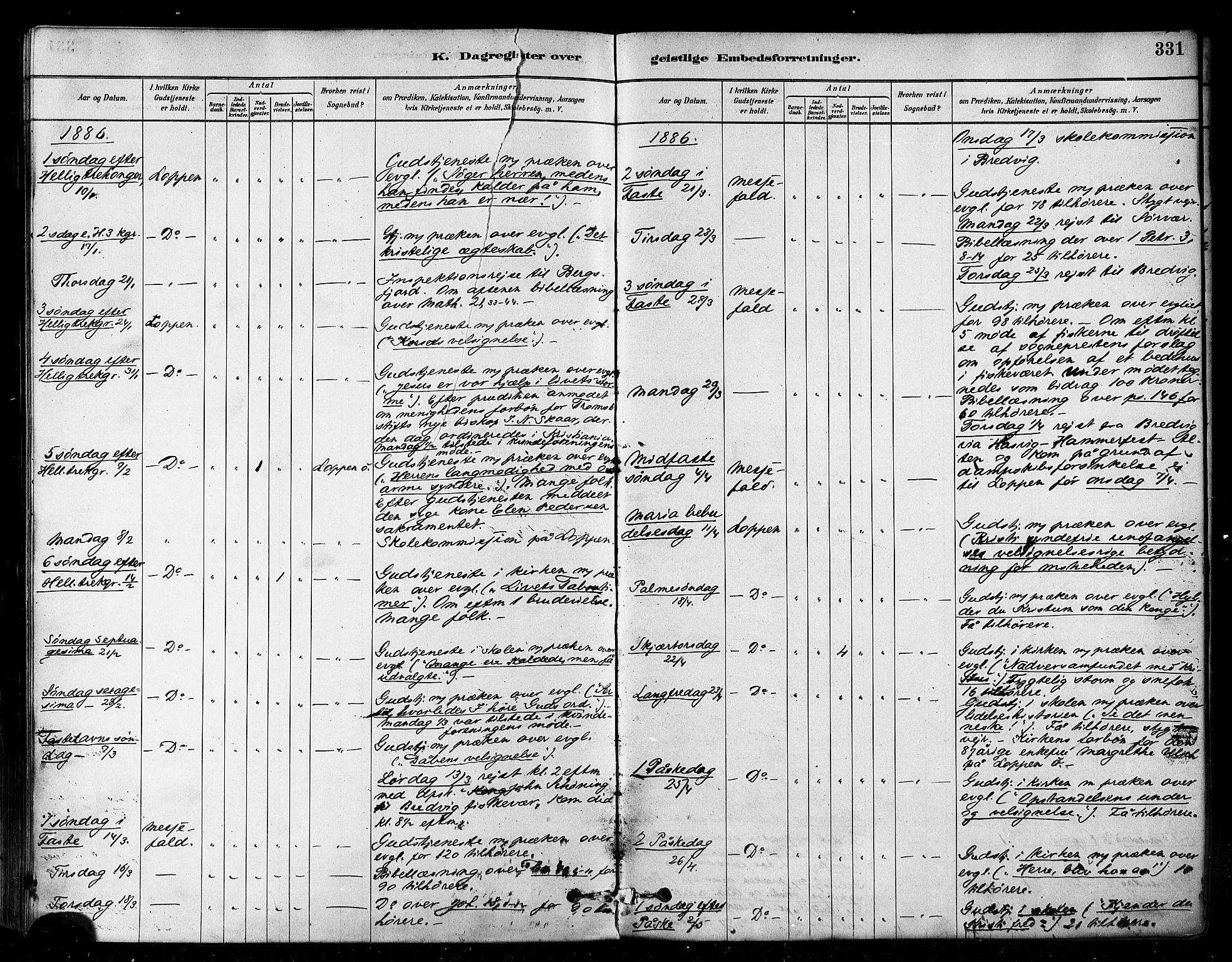 Loppa sokneprestkontor, AV/SATØ-S-1339/H/Ha/L0006kirke: Parish register (official) no. 6, 1879-1895, p. 331