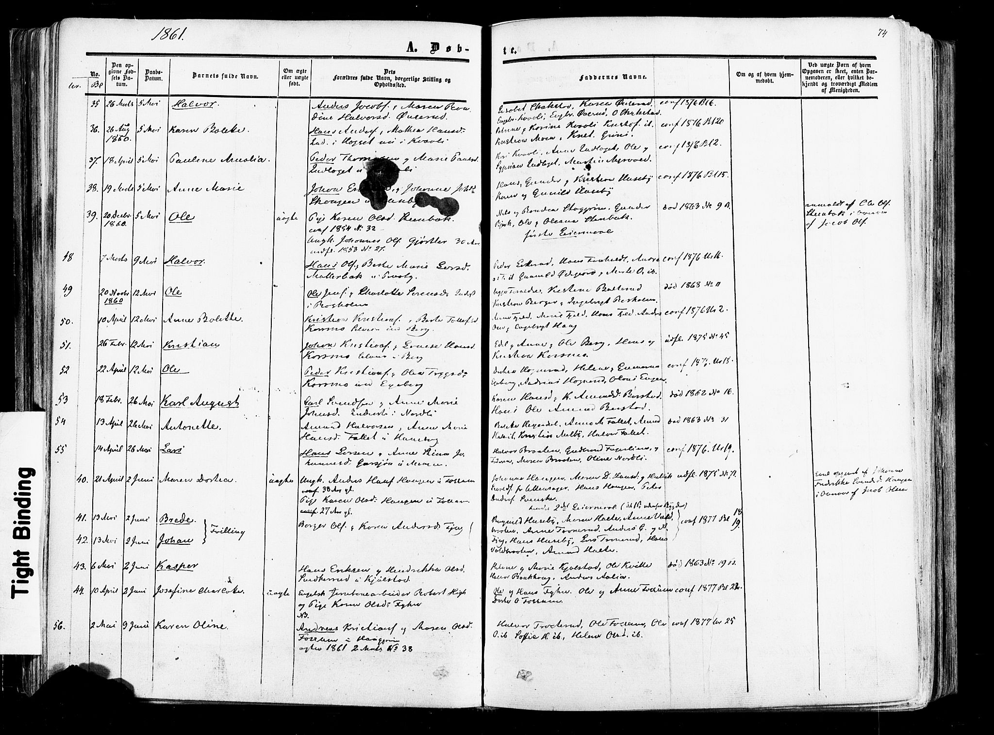 Aurskog prestekontor Kirkebøker, AV/SAO-A-10304a/F/Fa/L0007: Parish register (official) no. I 7, 1854-1877, p. 74