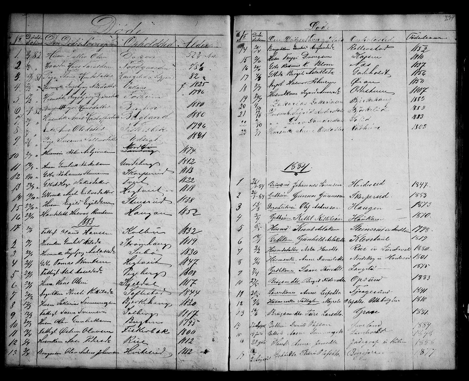 Kviteseid kirkebøker, SAKO/A-276/G/Ga/L0001: Parish register (copy) no. I 1, 1850-1893, p. 239