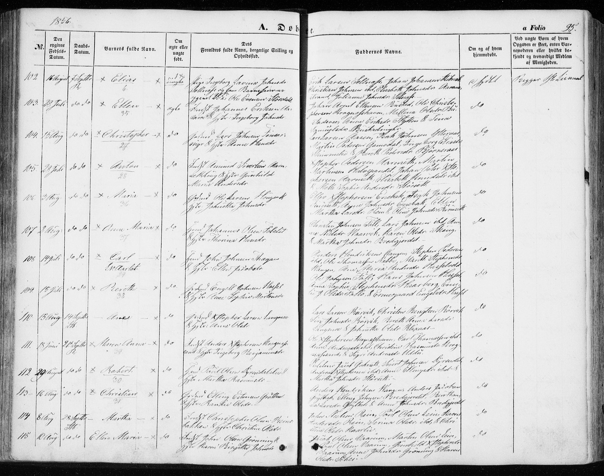 Ministerialprotokoller, klokkerbøker og fødselsregistre - Sør-Trøndelag, SAT/A-1456/646/L0611: Parish register (official) no. 646A09, 1848-1857, p. 95