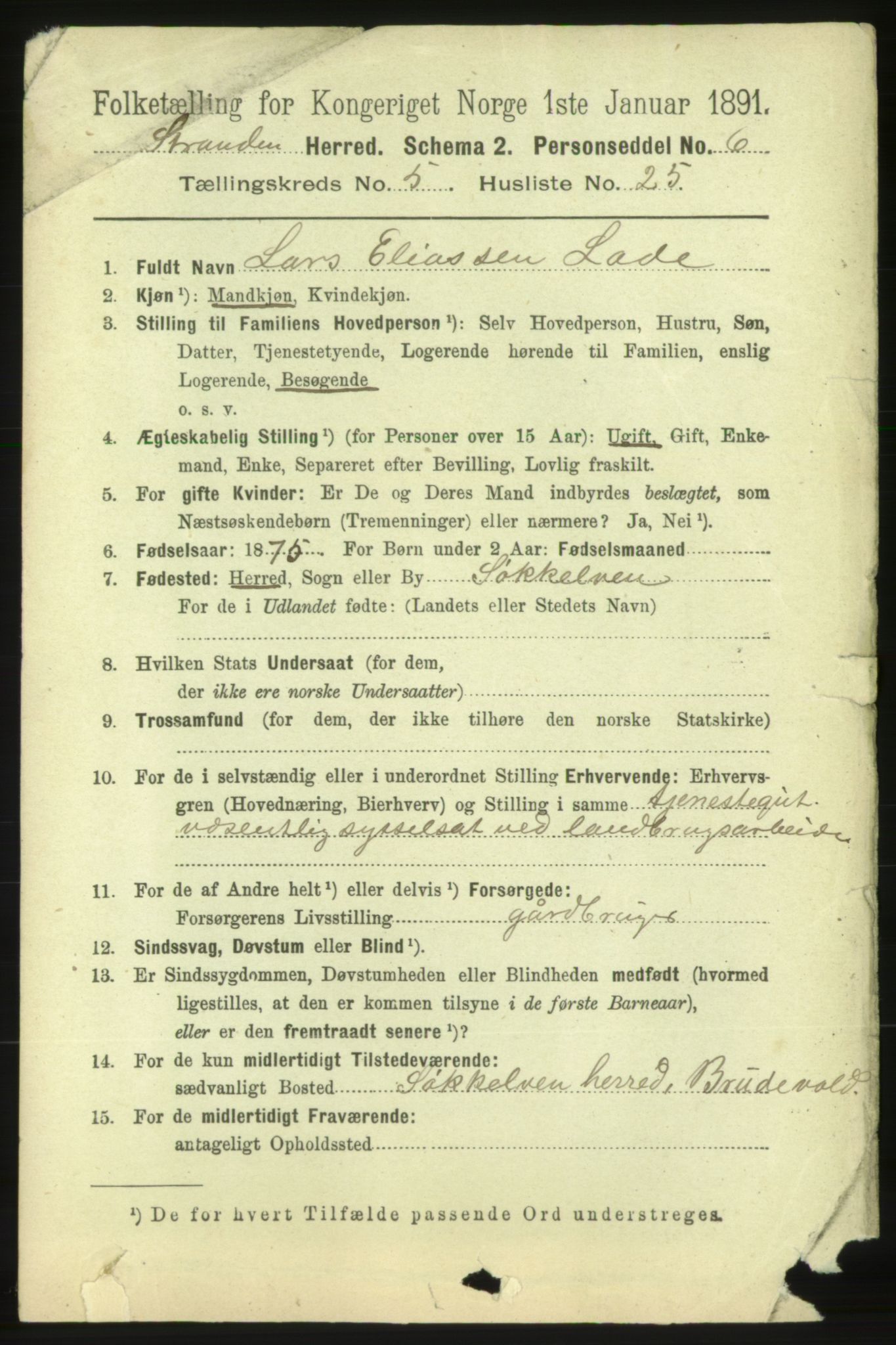 RA, 1891 census for 1525 Stranda, 1891, p. 1139