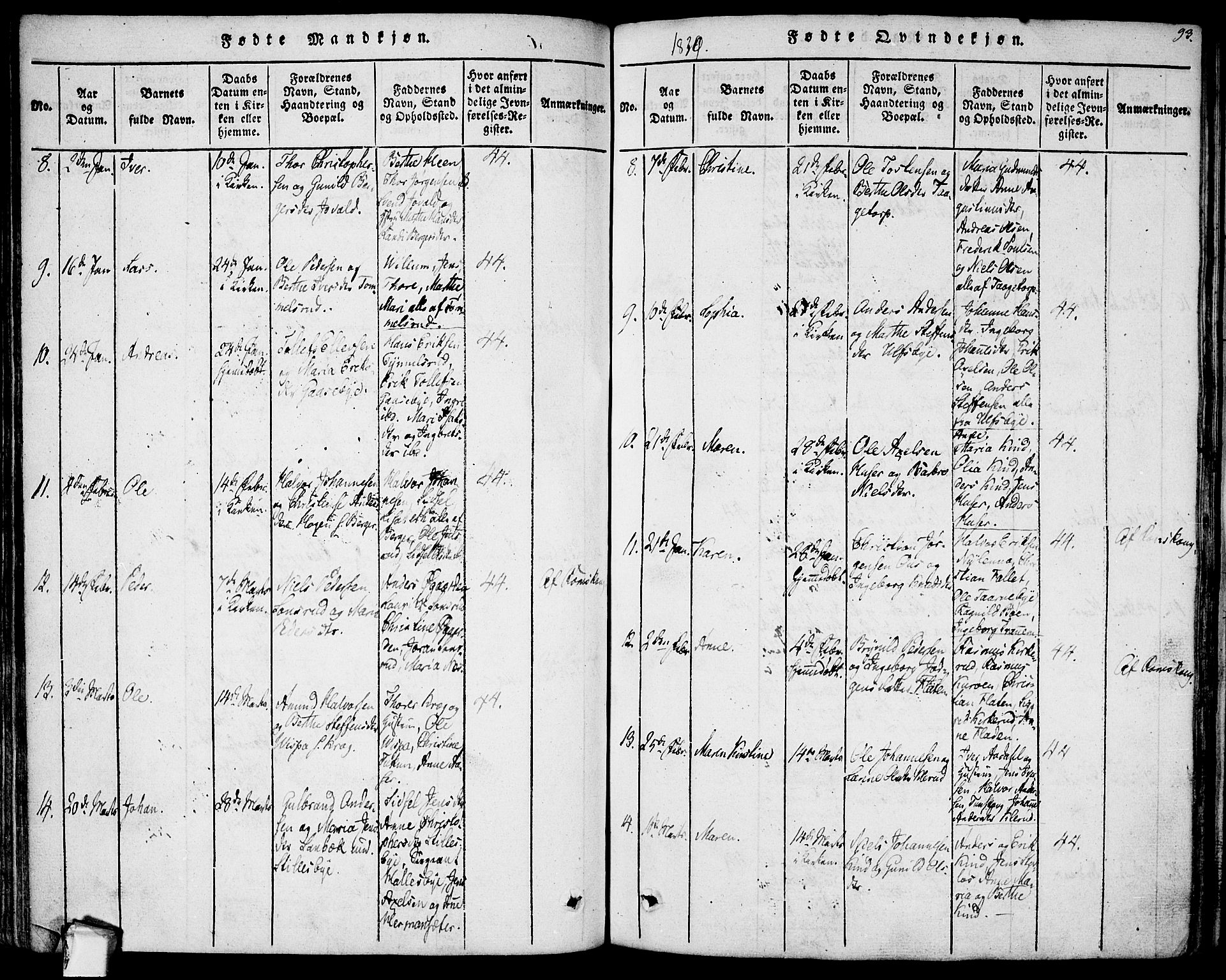 Rødenes prestekontor Kirkebøker, AV/SAO-A-2005/F/Fa/L0004: Parish register (official) no. I 4, 1814-1838, p. 93