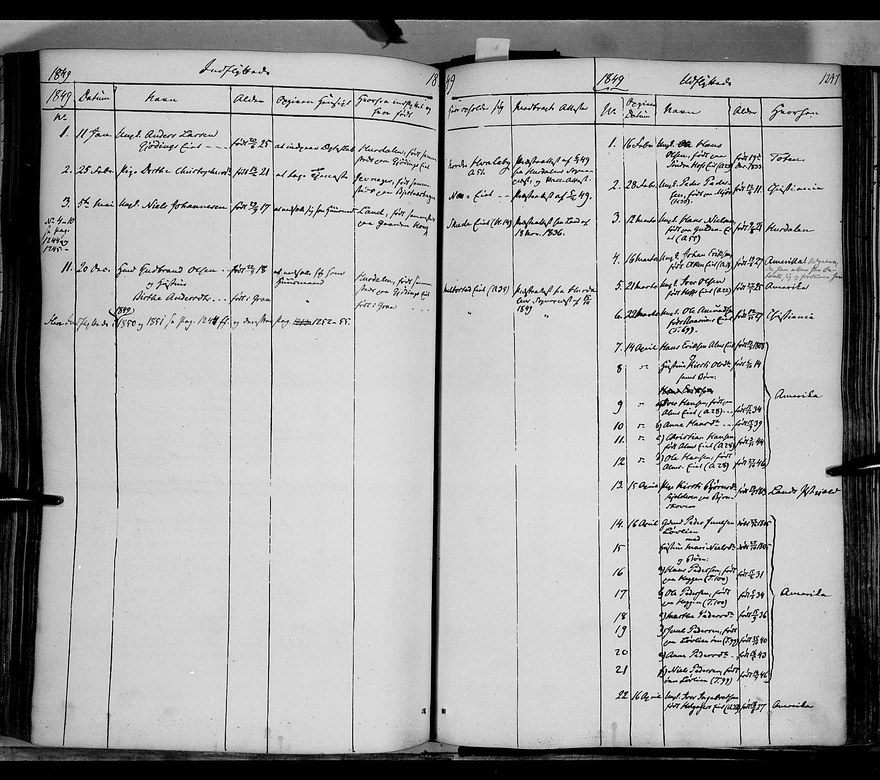 Gran prestekontor, SAH/PREST-112/H/Ha/Haa/L0011: Parish register (official) no. 11, 1842-1856, p. 1236-1237