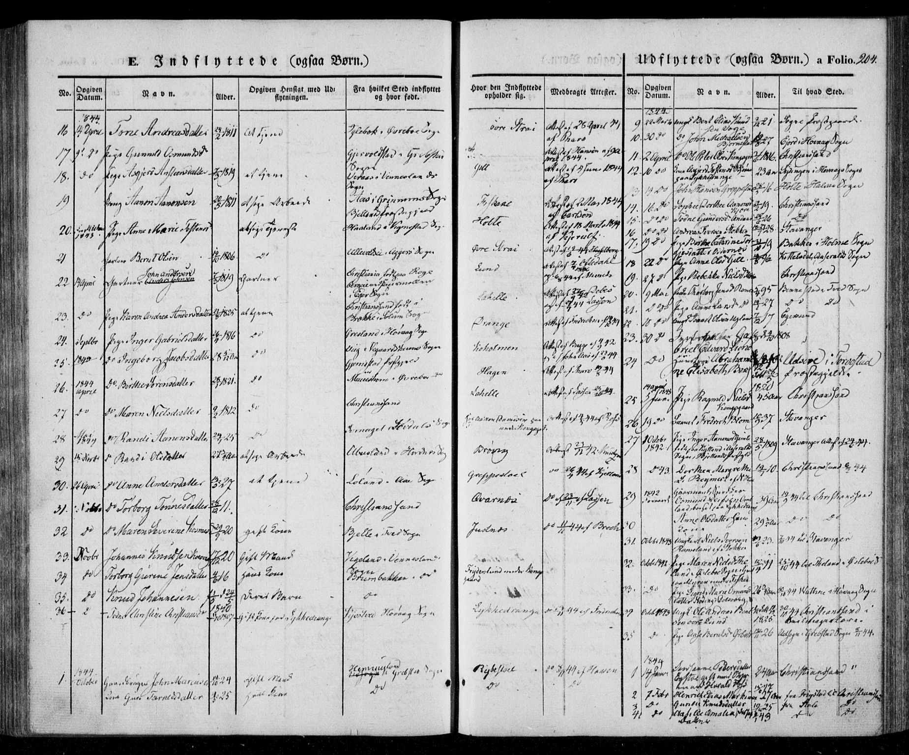 Oddernes sokneprestkontor, SAK/1111-0033/F/Fa/Faa/L0006: Parish register (official) no. A 6, 1838-1851, p. 204