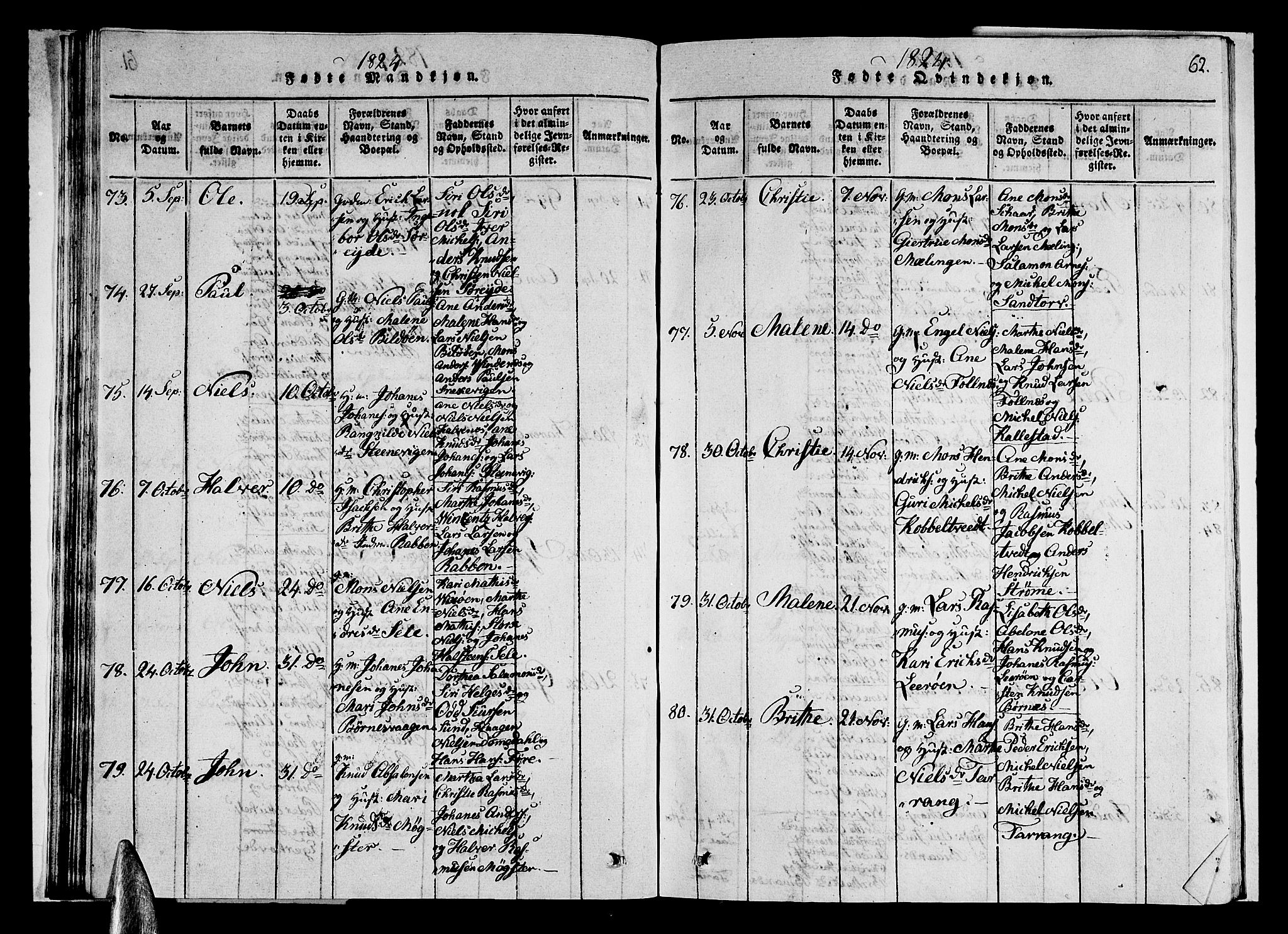 Sund sokneprestembete, AV/SAB-A-99930: Parish register (copy) no. A 1, 1816-1827, p. 62