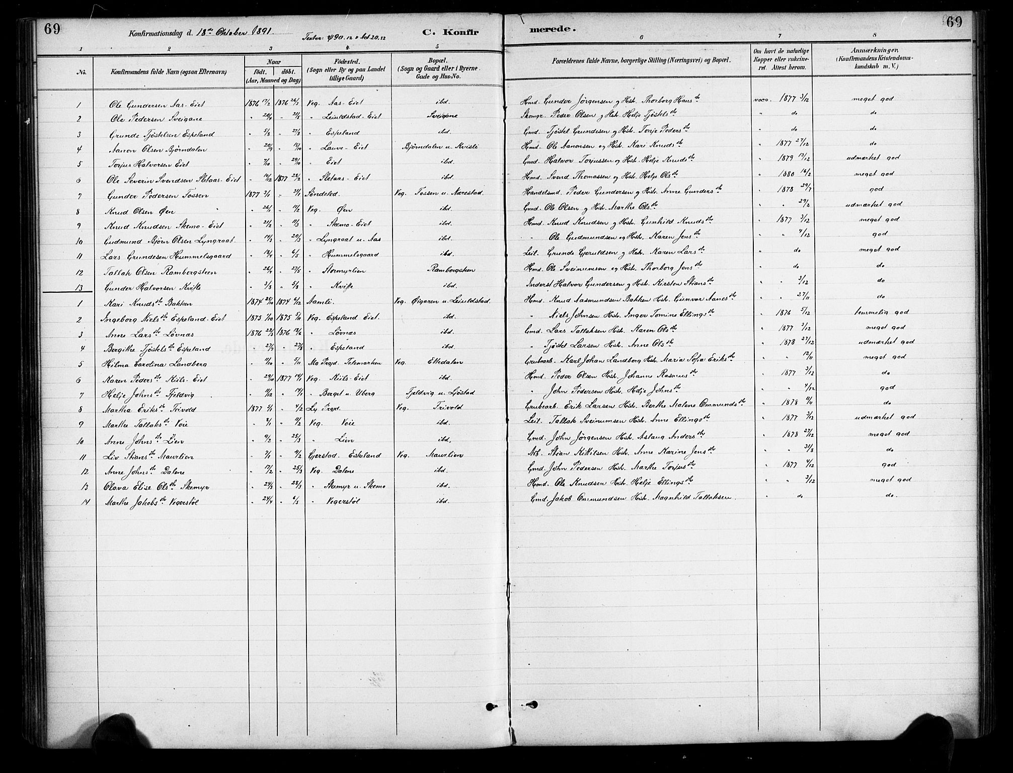 Gjerstad sokneprestkontor, AV/SAK-1111-0014/F/Fa/Fab/L0005: Parish register (official) no. A 5, 1891-1908, p. 69