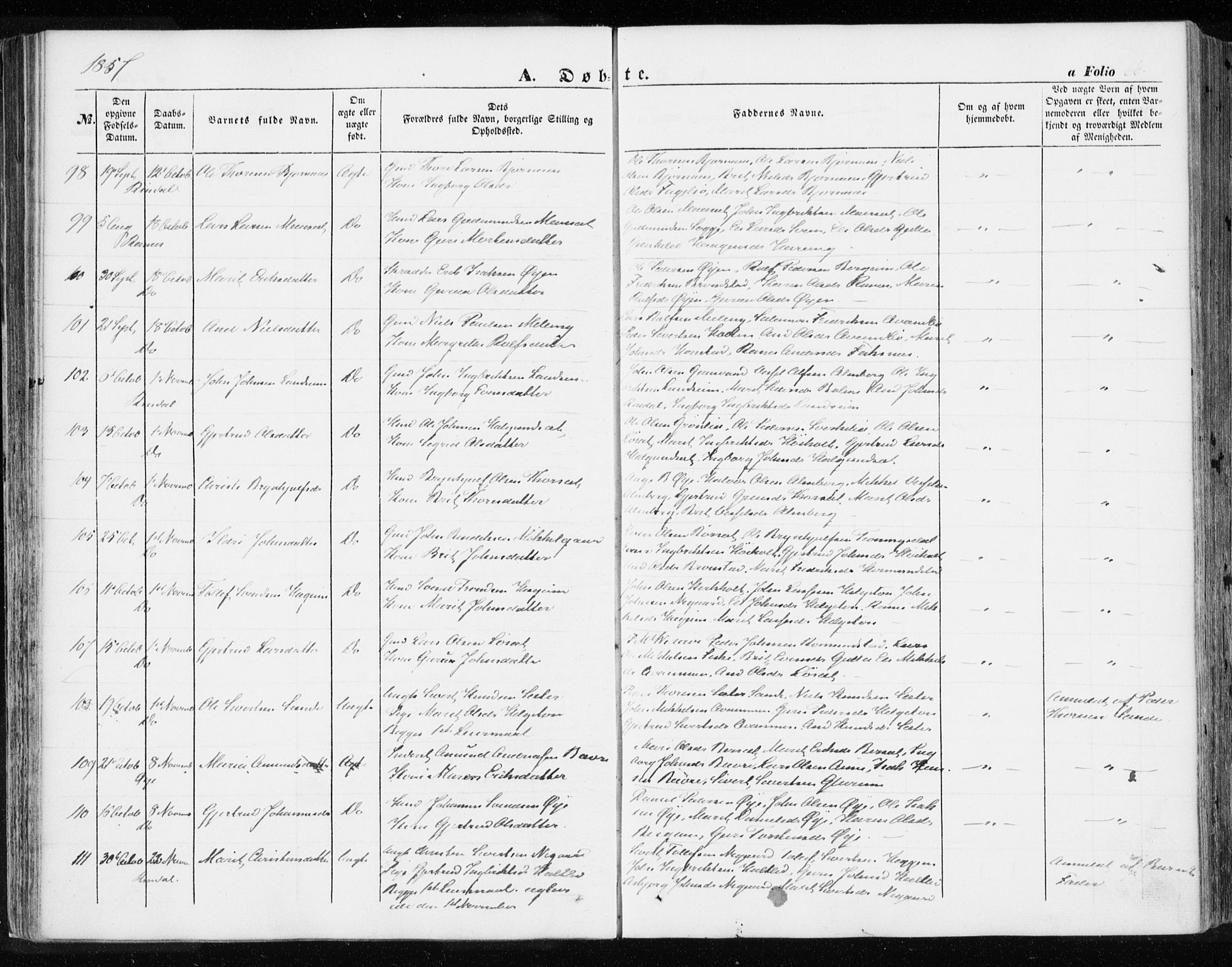 Ministerialprotokoller, klokkerbøker og fødselsregistre - Møre og Romsdal, AV/SAT-A-1454/595/L1044: Parish register (official) no. 595A06, 1852-1863, p. 66