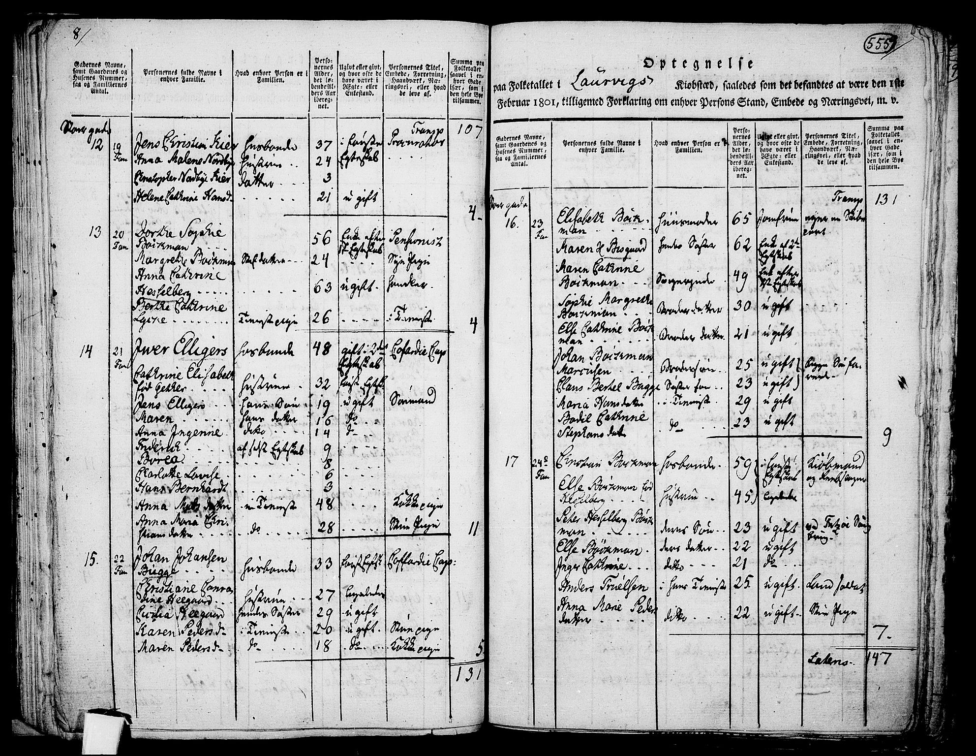 RA, 1801 census for 0707P Larvik, 1801, p. 554b-555a