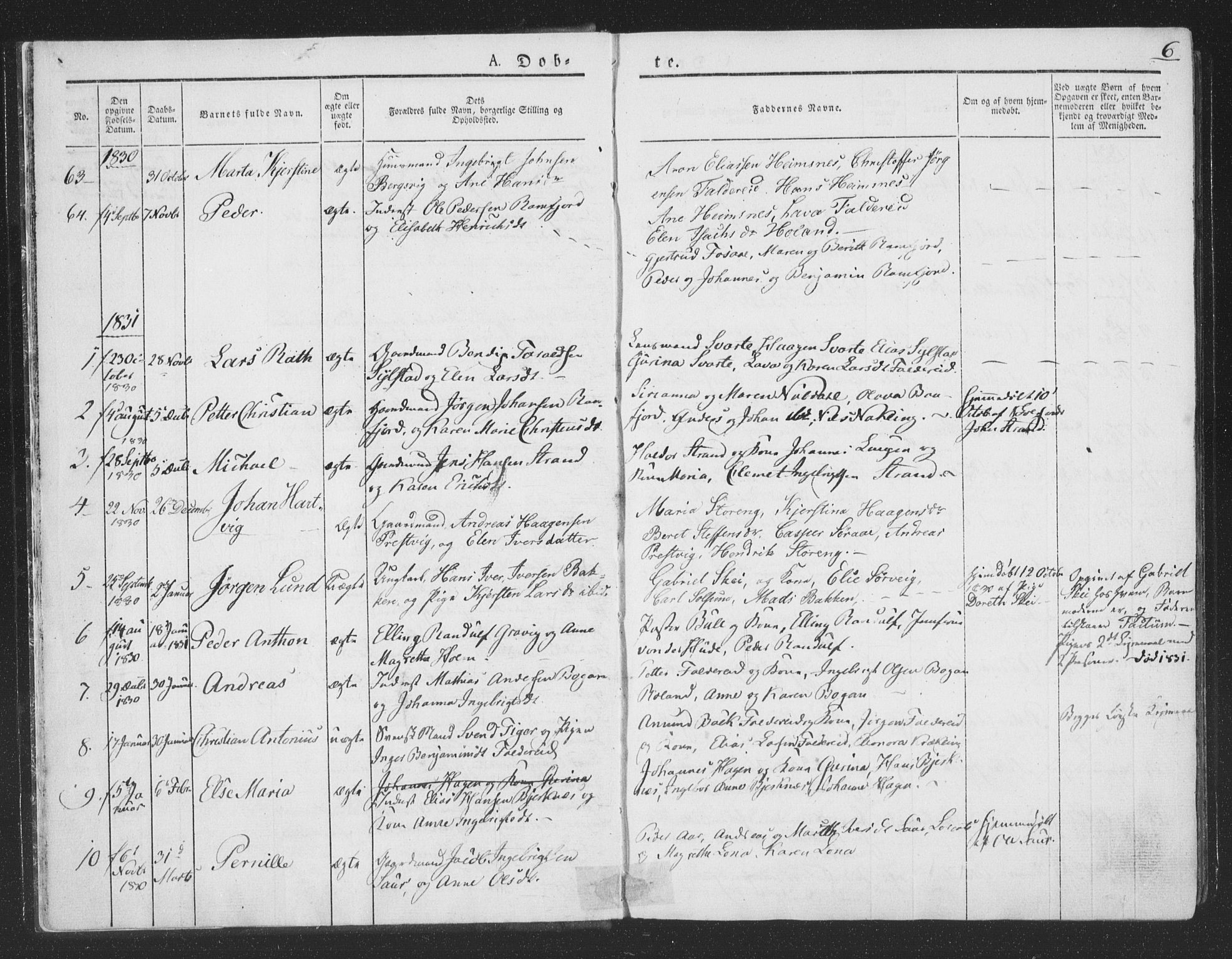 Ministerialprotokoller, klokkerbøker og fødselsregistre - Nord-Trøndelag, SAT/A-1458/780/L0639: Parish register (official) no. 780A04, 1830-1844, p. 6