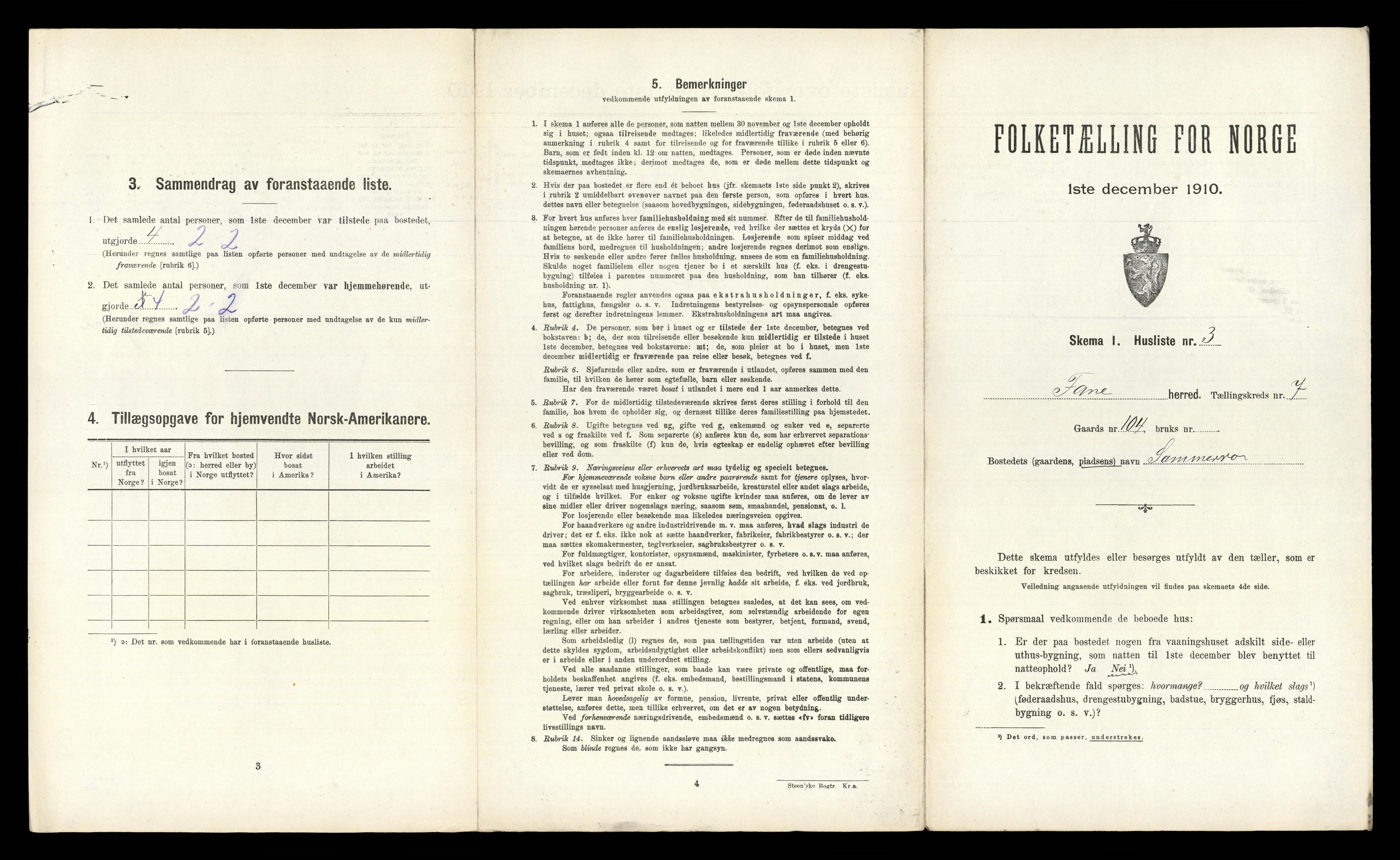 RA, 1910 census for Fana, 1910, p. 665