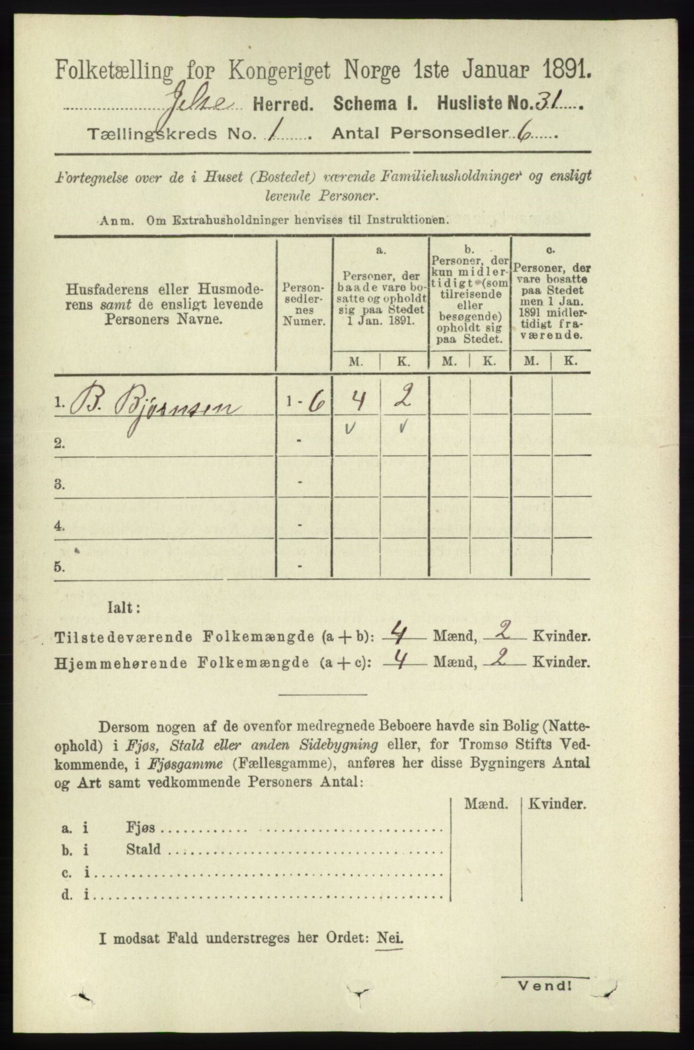 RA, 1891 census for 1138 Jelsa, 1891, p. 60