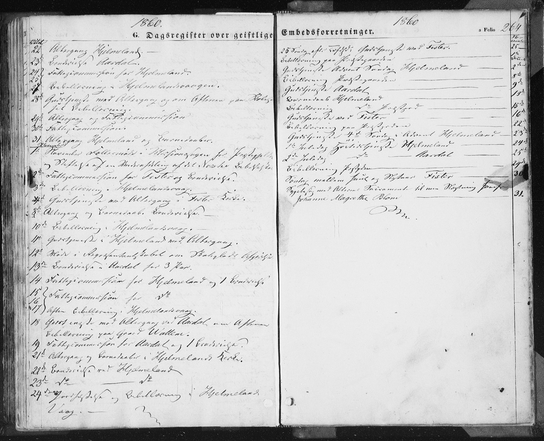 Hjelmeland sokneprestkontor, AV/SAST-A-101843/01/IV/L0009: Parish register (official) no. A 9, 1846-1860, p. 264