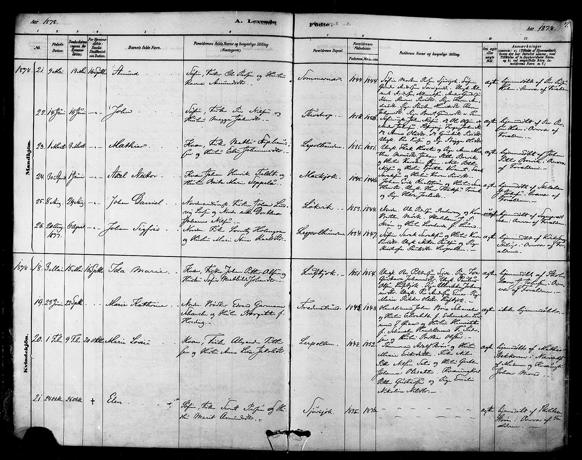 Tana sokneprestkontor, SATØ/S-1334/H/Ha/L0004kirke: Parish register (official) no. 4, 1878-1891, p. 7