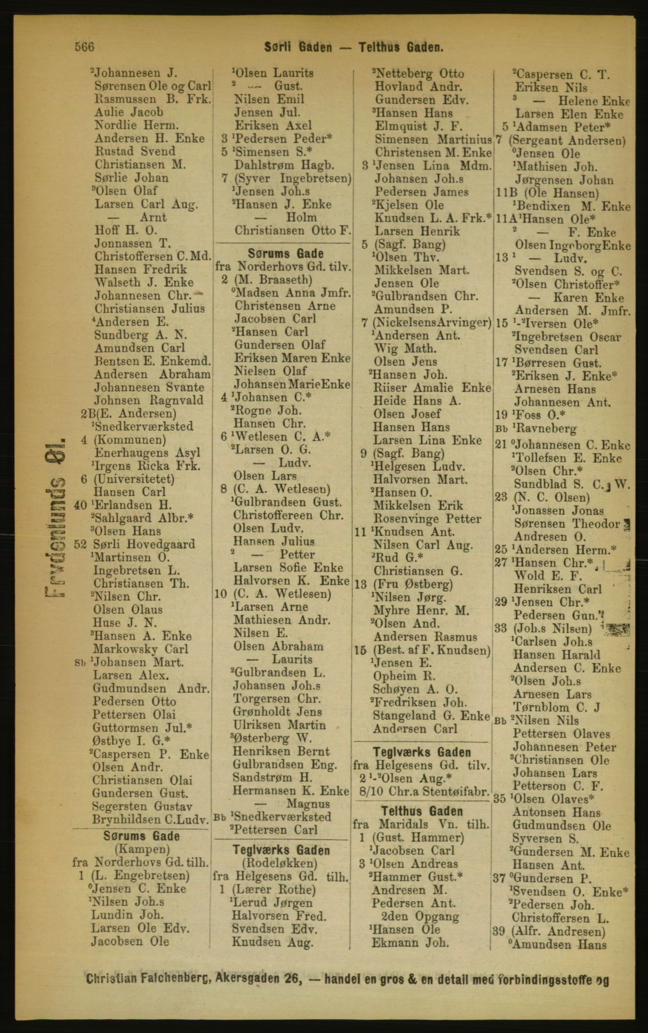 Kristiania/Oslo adressebok, PUBL/-, 1889, p. 566