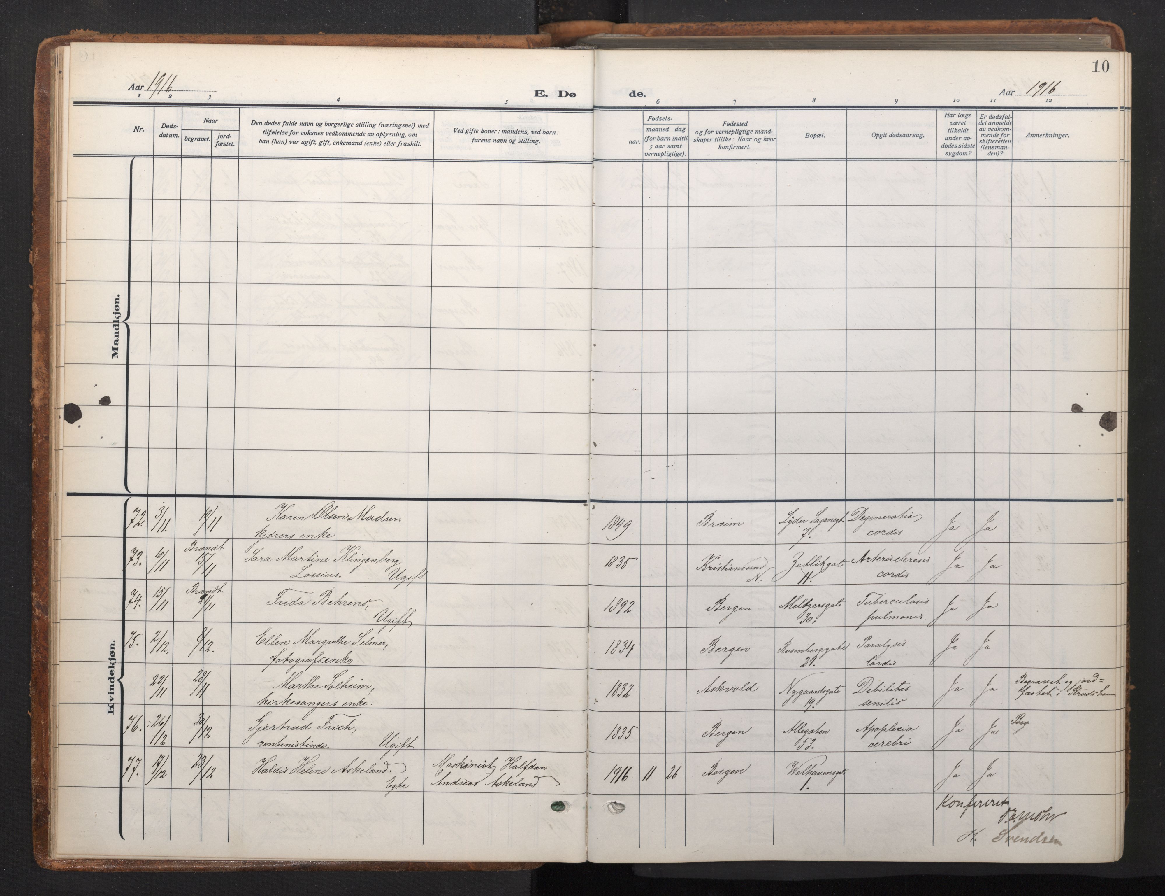 Johanneskirken sokneprestembete, AV/SAB-A-76001/H/Haa/L0020: Parish register (official) no. E 2, 1916-1951, p. 10