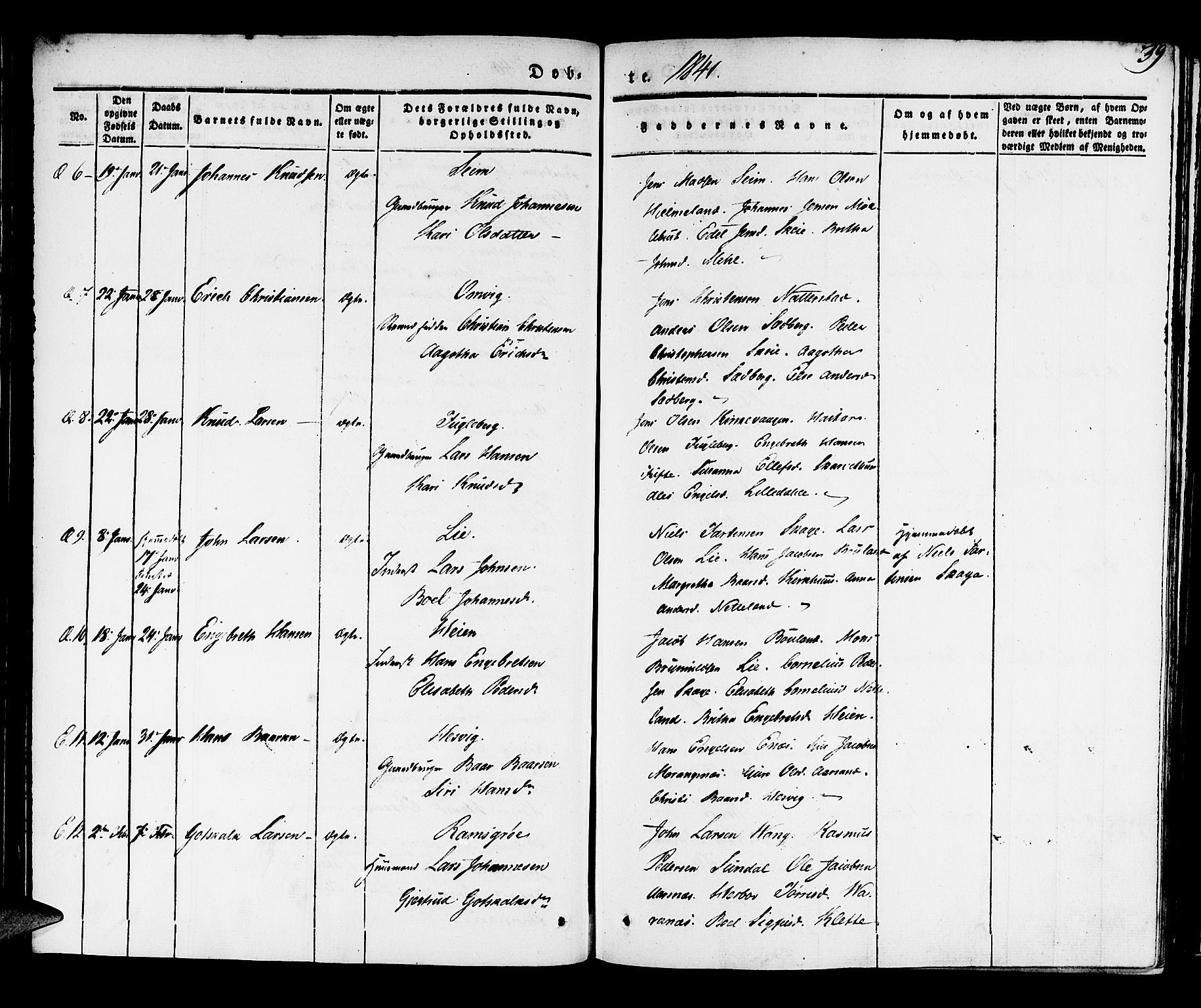 Kvinnherad sokneprestembete, SAB/A-76401/H/Haa: Parish register (official) no. A 6, 1835-1843, p. 39