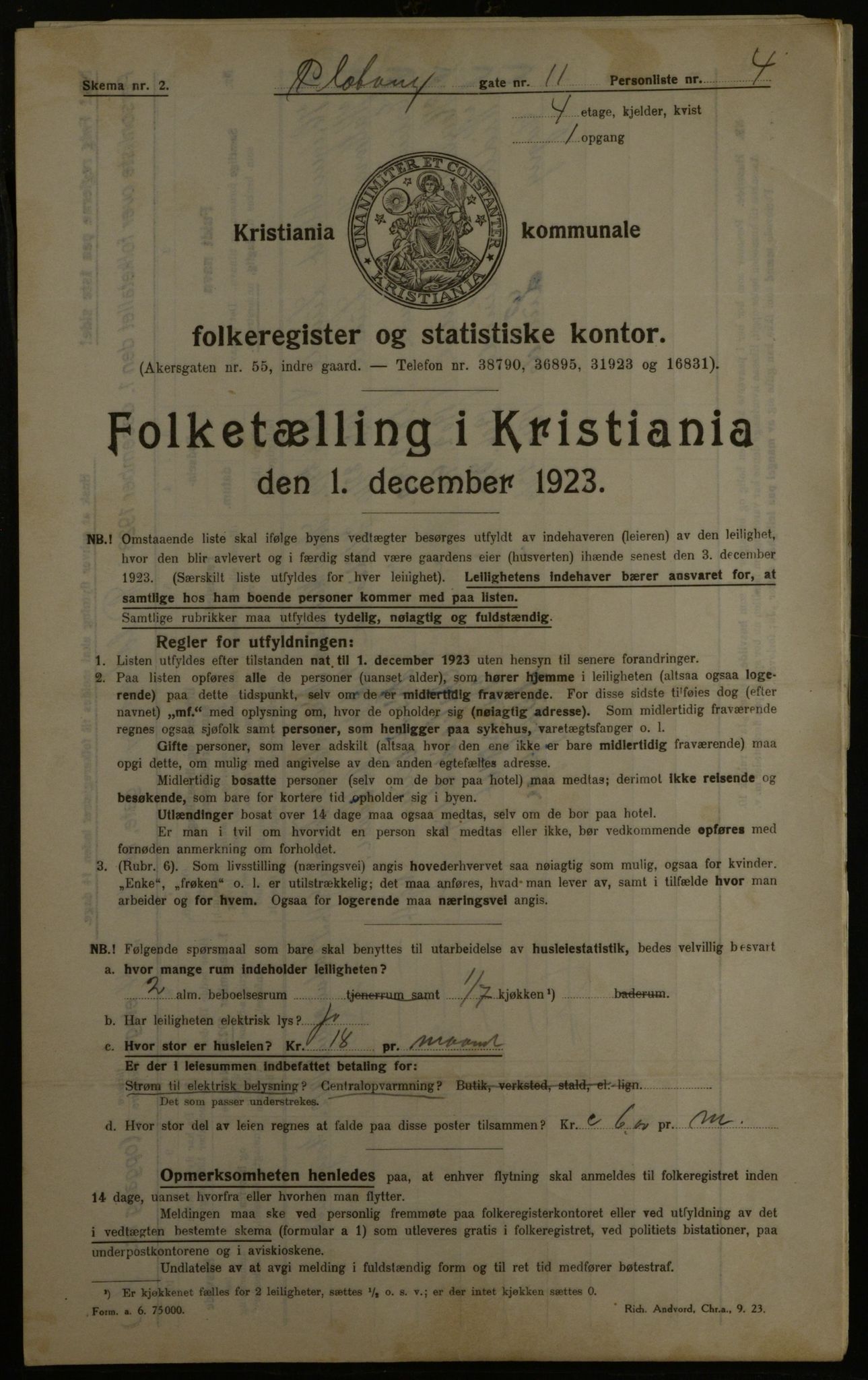 OBA, Municipal Census 1923 for Kristiania, 1923, p. 88809