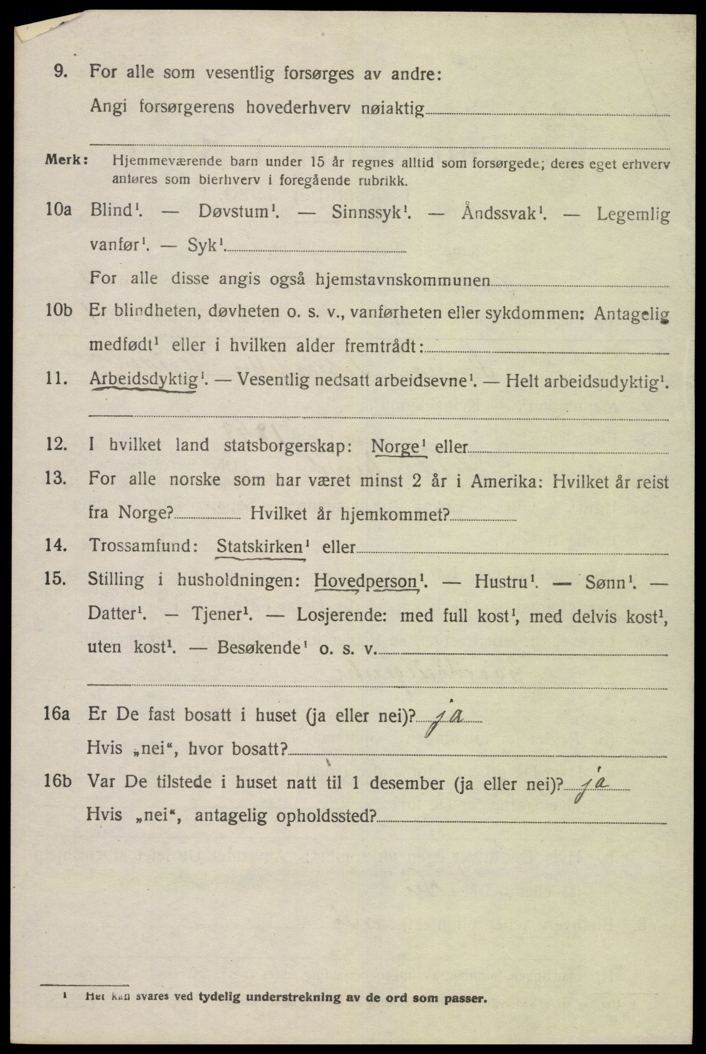 SAK, 1920 census for Gyland, 1920, p. 1189