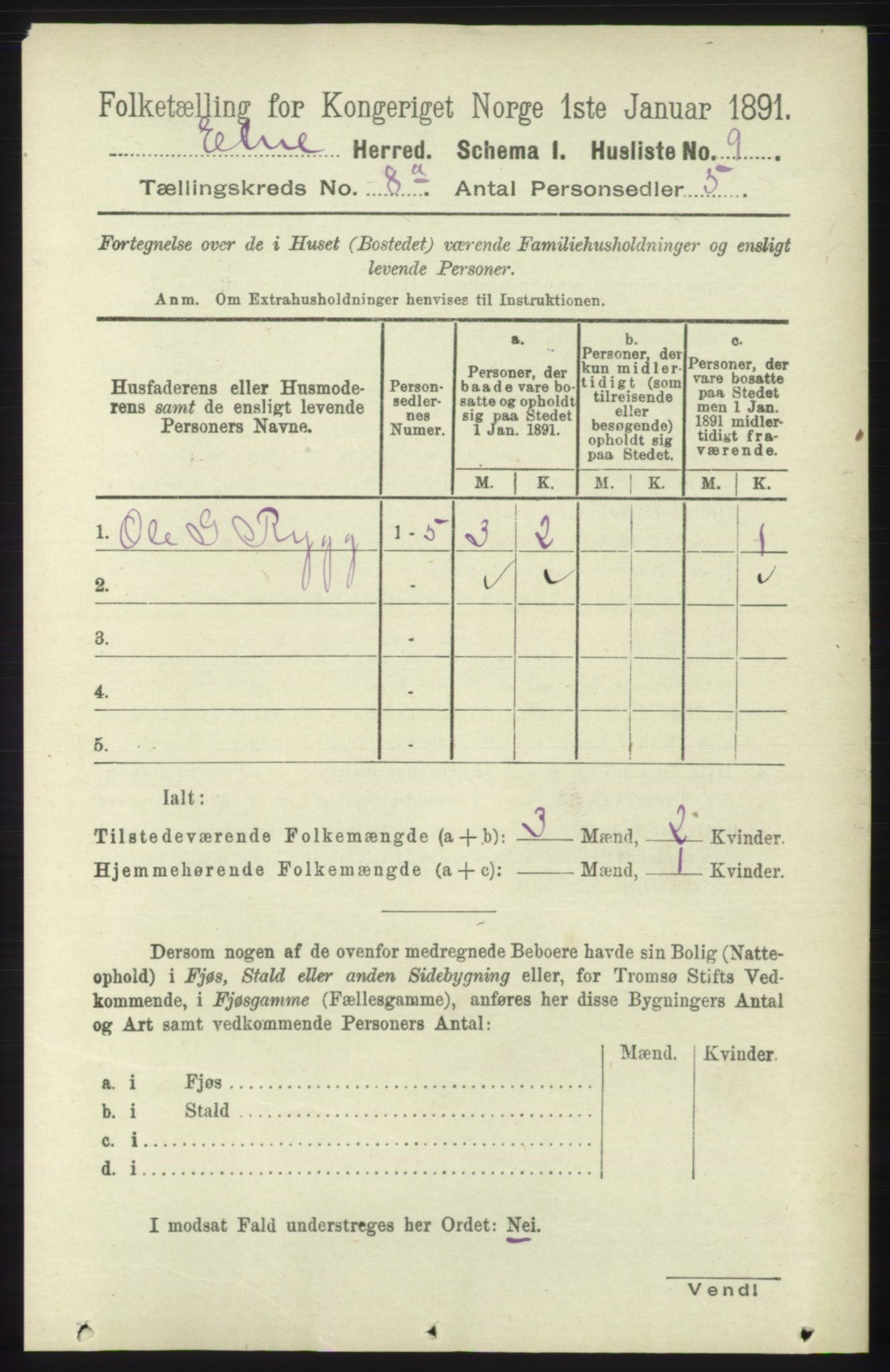 RA, 1891 census for 1211 Etne, 1891, p. 1531