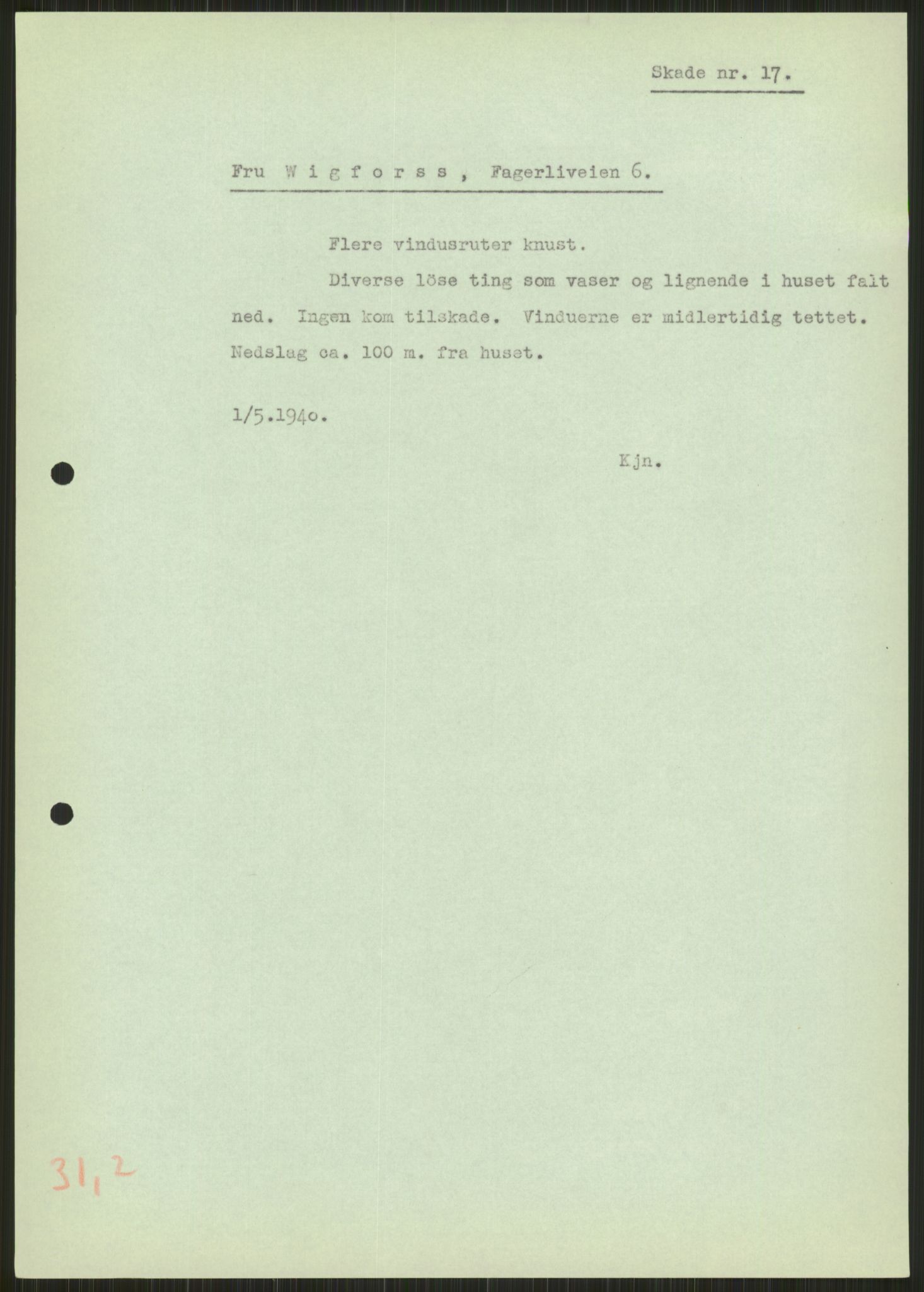 Forsvaret, Forsvarets krigshistoriske avdeling, AV/RA-RAFA-2017/Y/Ya/L0013: II-C-11-31 - Fylkesmenn.  Rapporter om krigsbegivenhetene 1940., 1940, p. 303