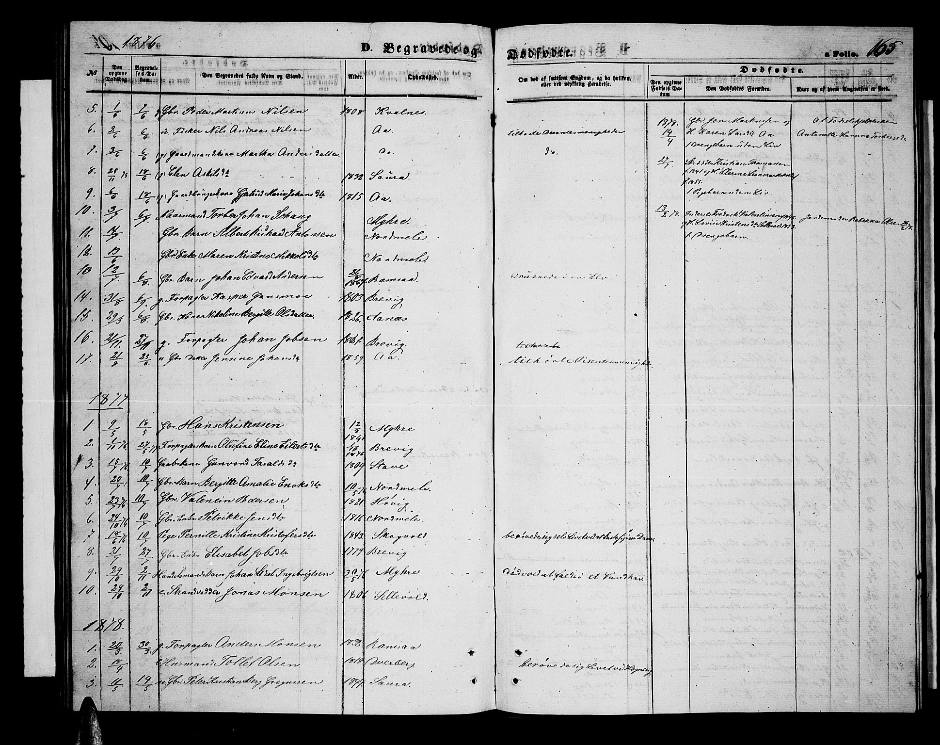 Ministerialprotokoller, klokkerbøker og fødselsregistre - Nordland, AV/SAT-A-1459/897/L1412: Parish register (copy) no. 897C02, 1867-1886, p. 165