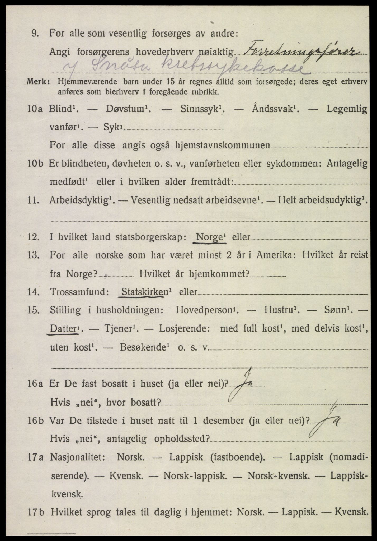 SAT, 1920 census for Snåsa, 1920, p. 4305