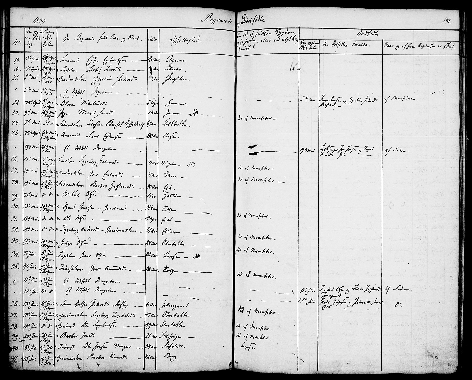 Tolga prestekontor, AV/SAH-PREST-062/K/L0005: Parish register (official) no. 5, 1836-1852, p. 181