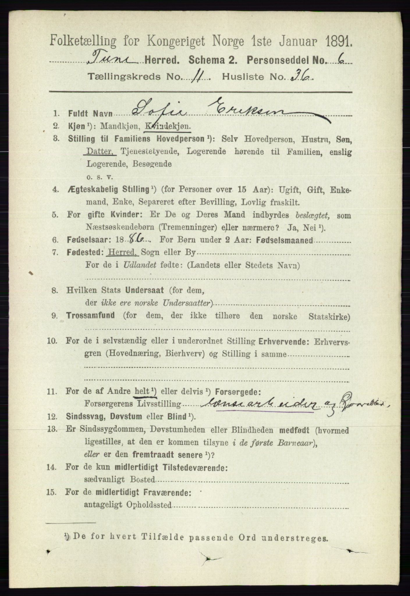 RA, 1891 census for 0130 Tune, 1891, p. 7146