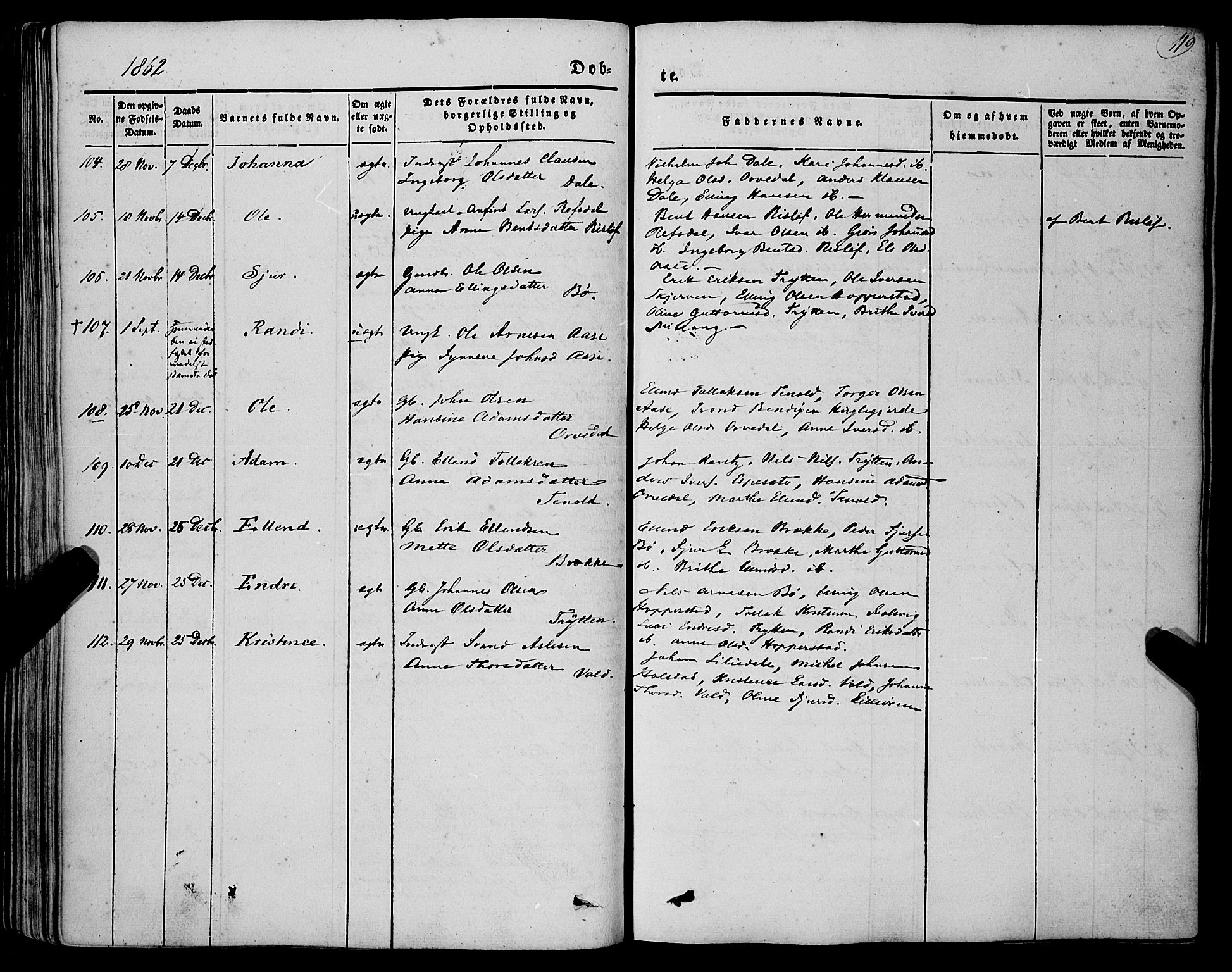 Vik sokneprestembete, AV/SAB-A-81501/H/Haa/Haaa/L0008: Parish register (official) no. A 8, 1846-1865, p. 119