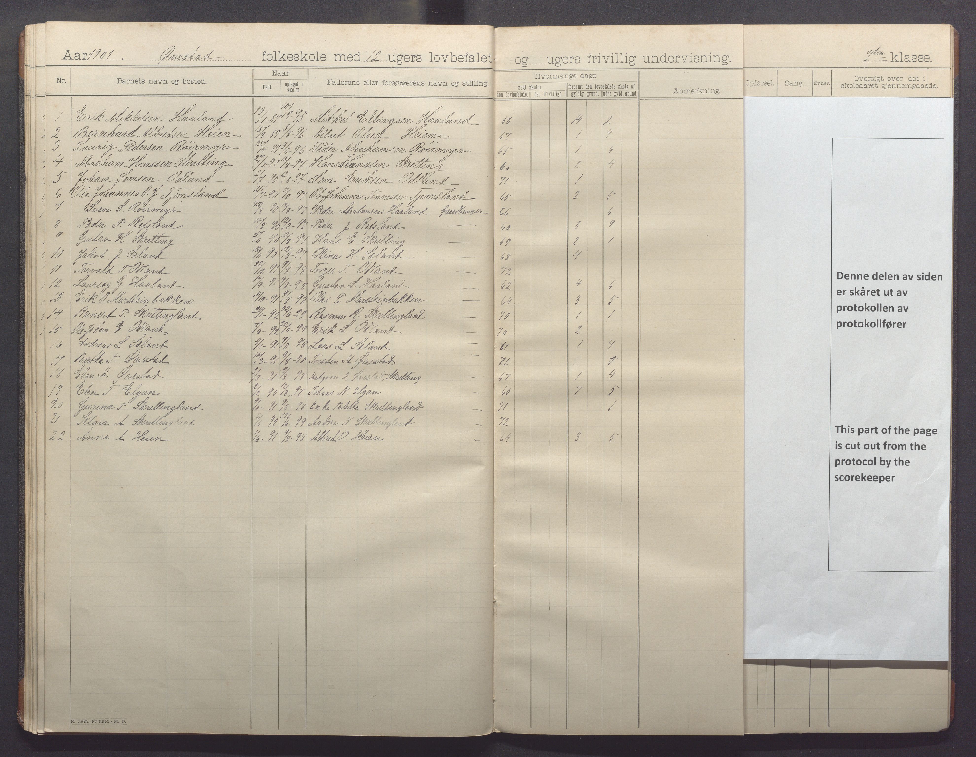 Varhaug kommune- Lerbrekk skule, IKAR/K-100961/H/L0001: Skuleprotokoll, 1892-1902, p. 41