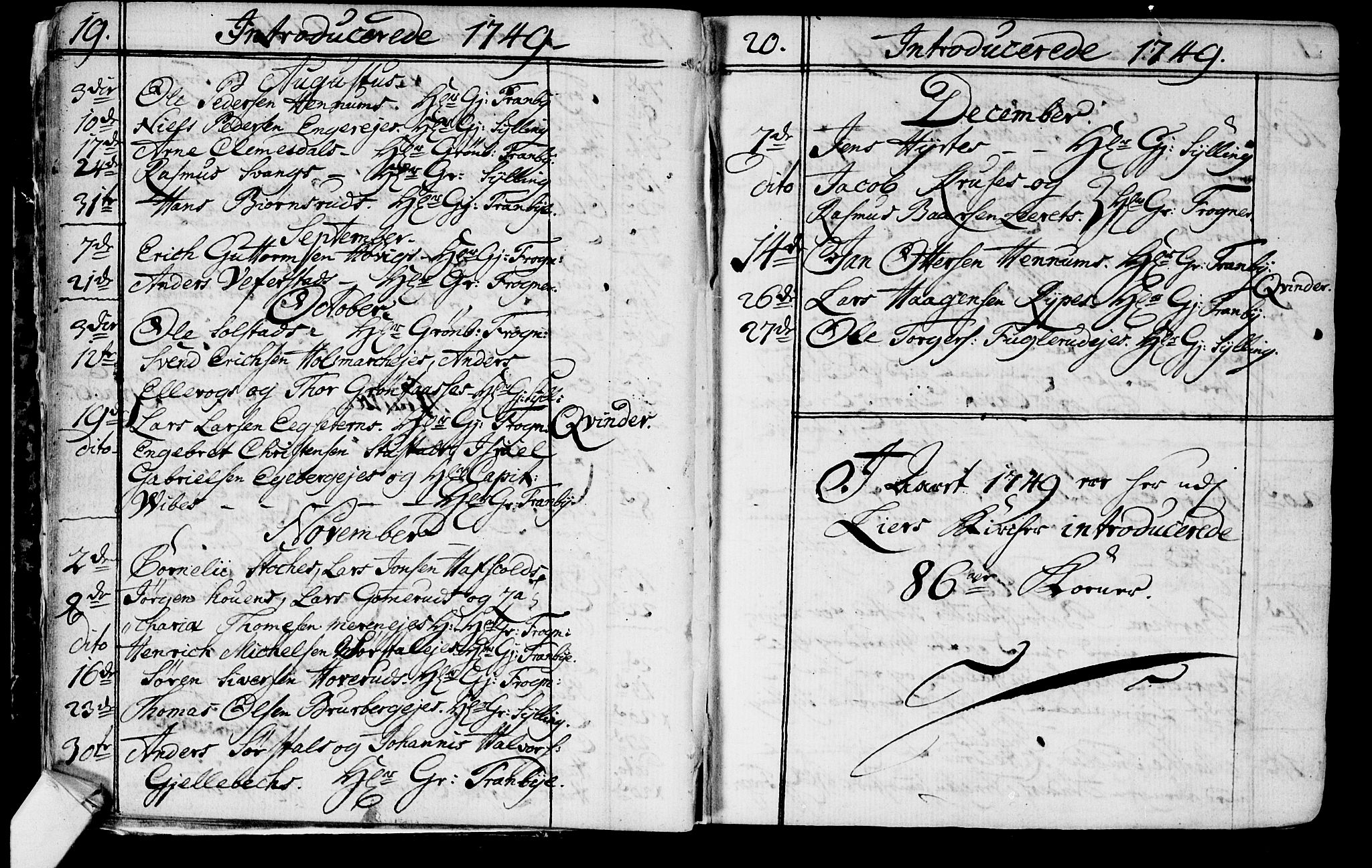 Lier kirkebøker, AV/SAKO-A-230/F/Fa/L0004: Parish register (official) no. I 4, 1749-1764, p. 19-20