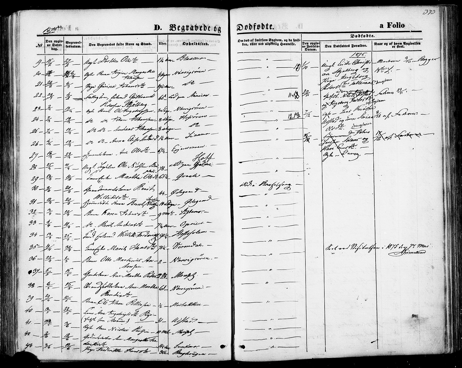 Ministerialprotokoller, klokkerbøker og fødselsregistre - Sør-Trøndelag, SAT/A-1456/668/L0807: Parish register (official) no. 668A07, 1870-1880, p. 373
