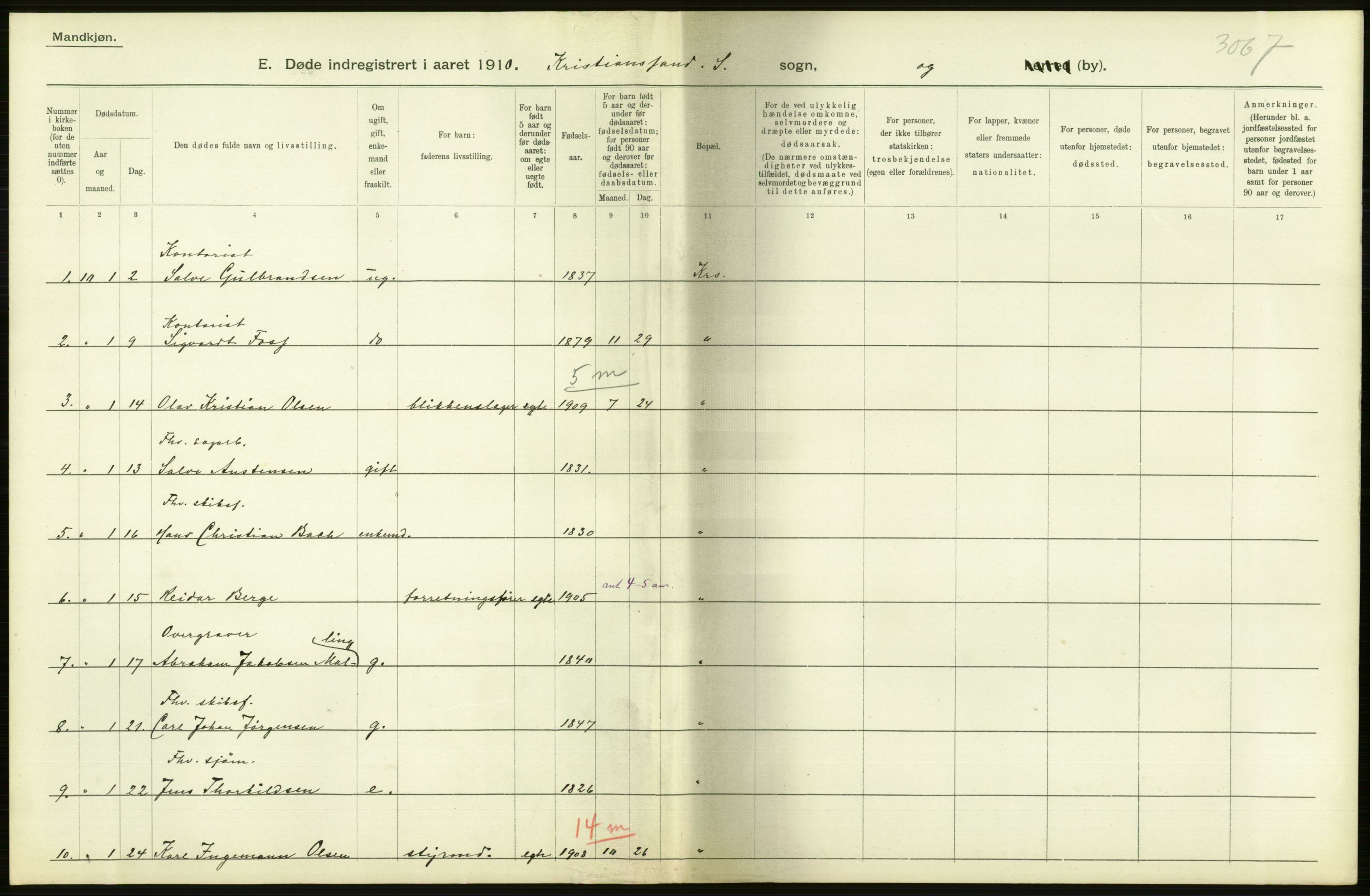Statistisk sentralbyrå, Sosiodemografiske emner, Befolkning, AV/RA-S-2228/D/Df/Dfa/Dfah/L0021: Lister og Mandals amt: Levendefødte menn og kvinner, gifte, døde, dødfødte. Bygder og byer., 1910, p. 710