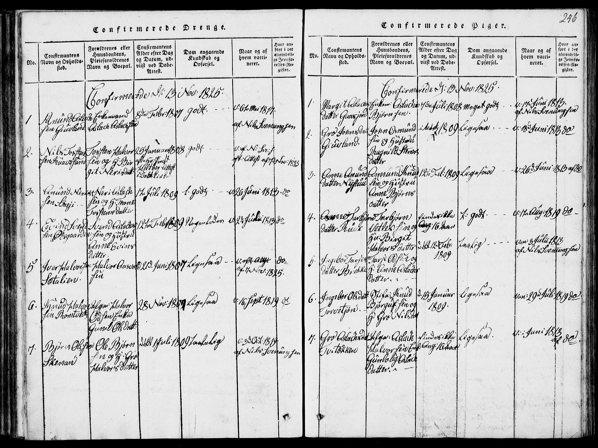 Rauland kirkebøker, SAKO/A-292/G/Ga/L0001: Parish register (copy) no. I 1, 1814-1843, p. 246