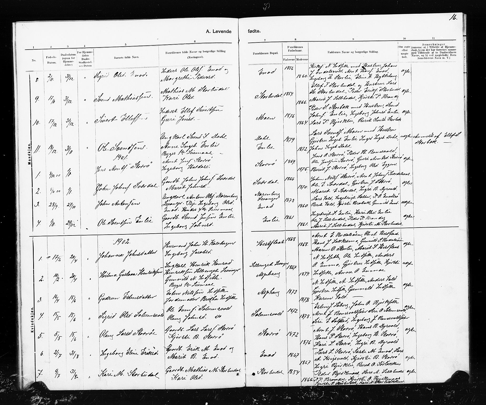 Ministerialprotokoller, klokkerbøker og fødselsregistre - Sør-Trøndelag, SAT/A-1456/690/L1051: Parish register (copy) no. 690C01, 1887-1908, p. 16