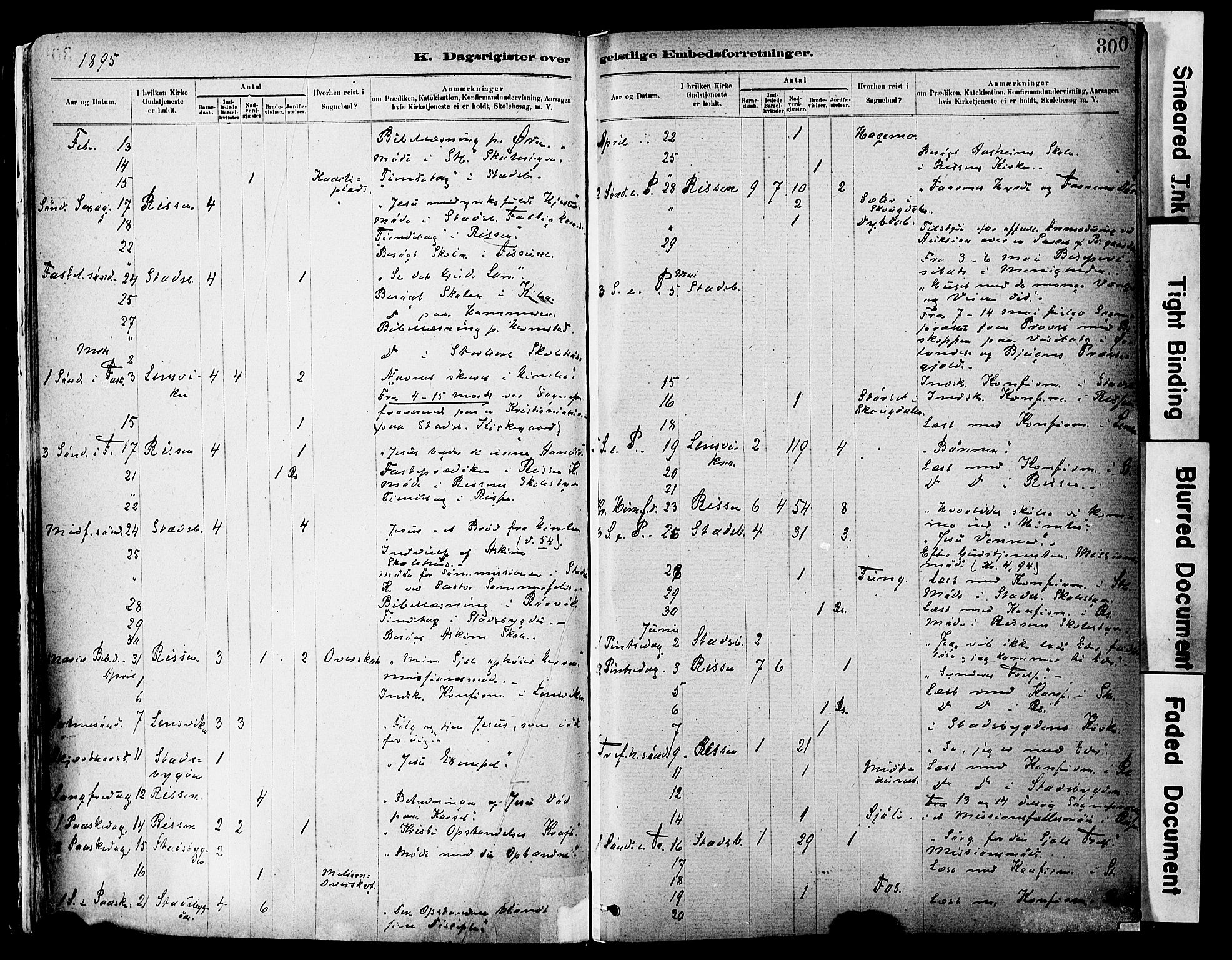 Ministerialprotokoller, klokkerbøker og fødselsregistre - Sør-Trøndelag, SAT/A-1456/646/L0615: Parish register (official) no. 646A13, 1885-1900, p. 300