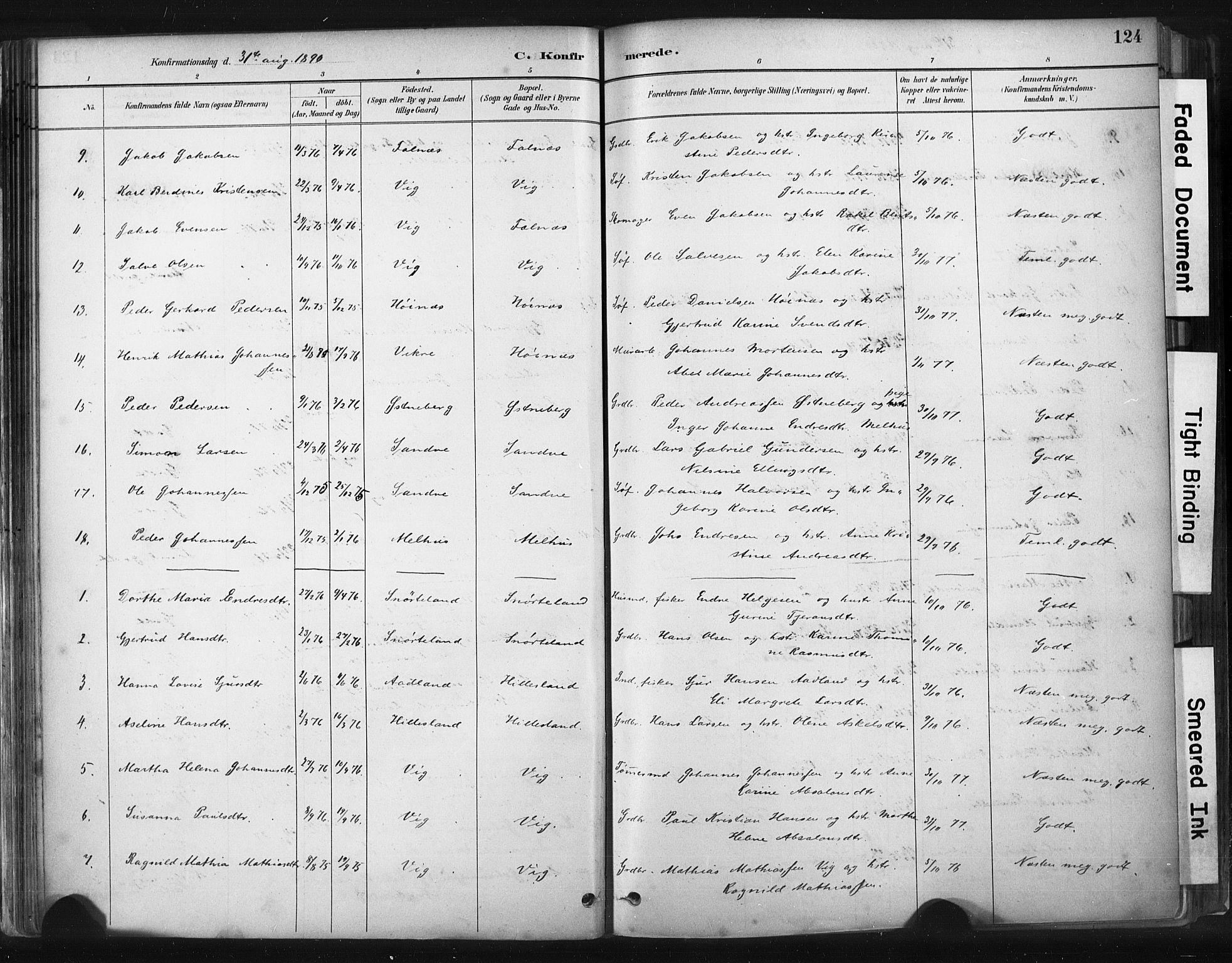 Skudenes sokneprestkontor, AV/SAST-A -101849/H/Ha/Haa/L0009: Parish register (official) no. A 6, 1882-1912, p. 124