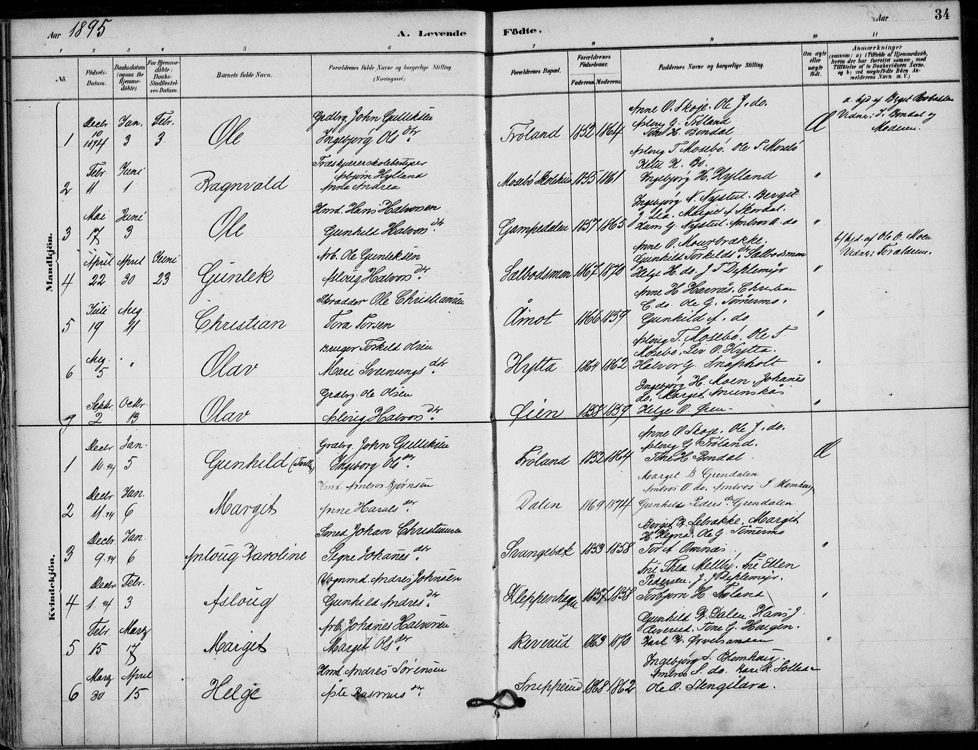 Hjartdal kirkebøker, SAKO/A-270/F/Fb/L0002: Parish register (official) no. II 2, 1880-1932, p. 34