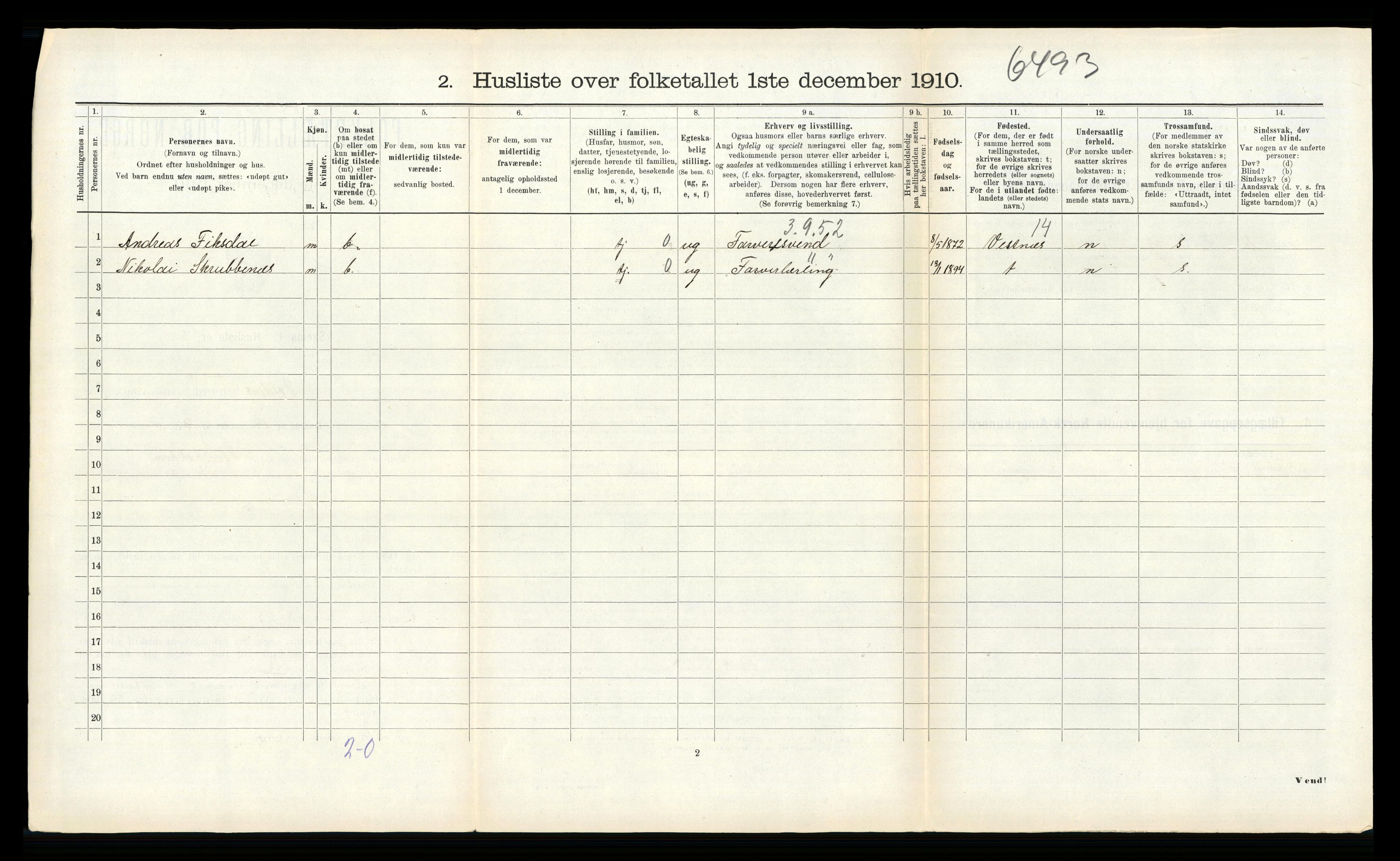 RA, 1910 census for Volda, 1910, p. 535