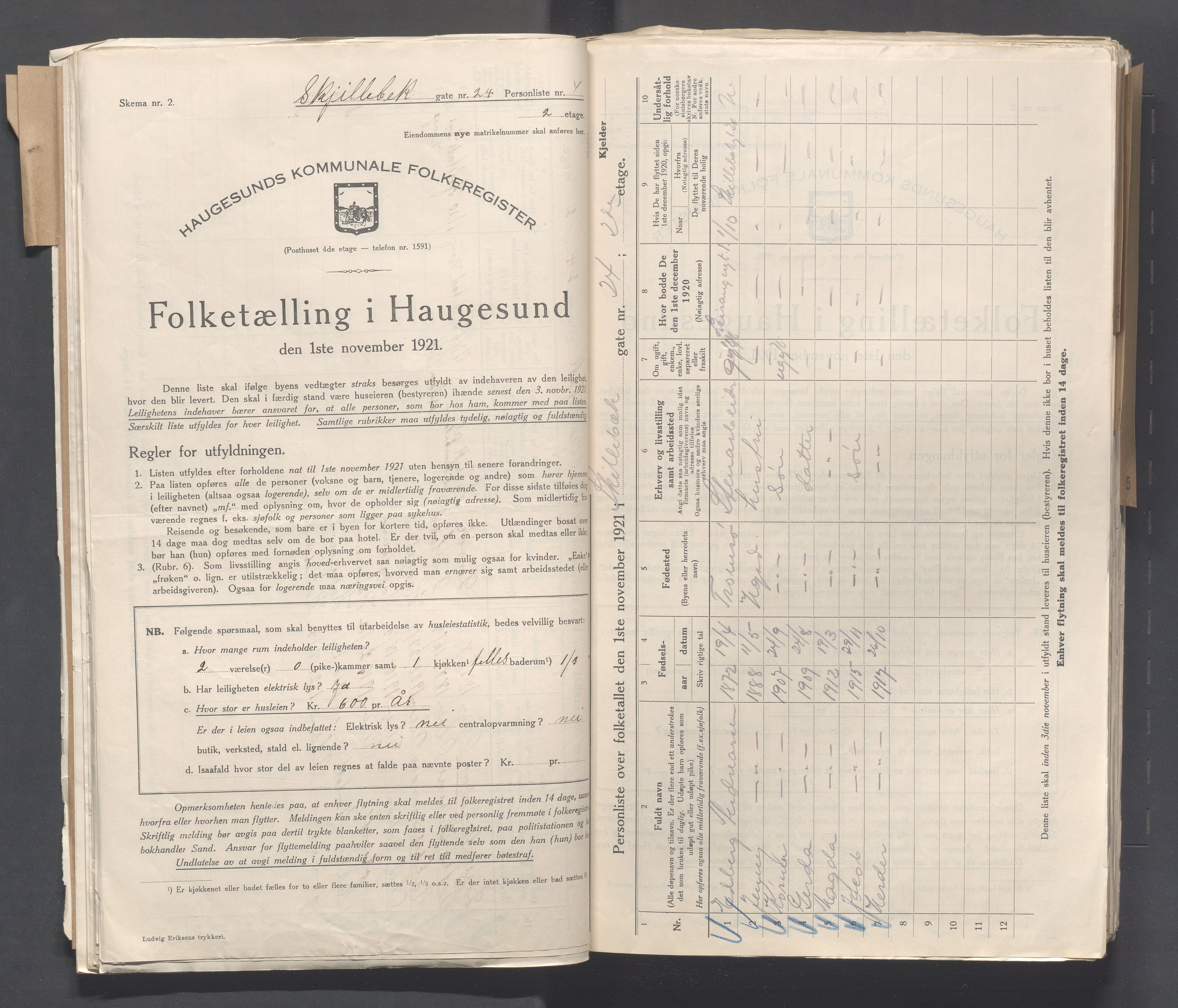 IKAR, Local census 1.11.1921 for Haugesund, 1921, p. 3936