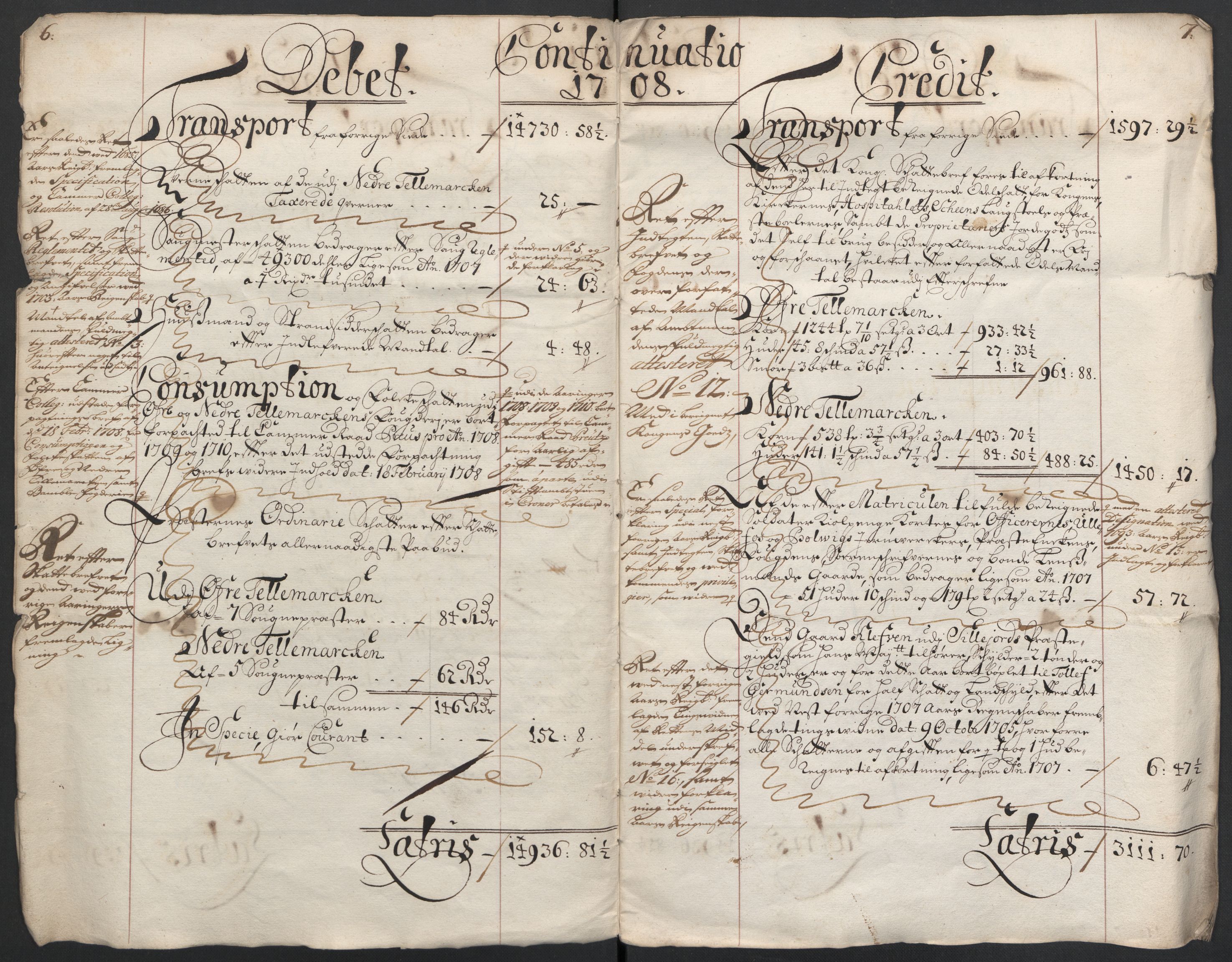 Rentekammeret inntil 1814, Reviderte regnskaper, Fogderegnskap, AV/RA-EA-4092/R36/L2118: Fogderegnskap Øvre og Nedre Telemark og Bamble, 1708-1709, p. 6